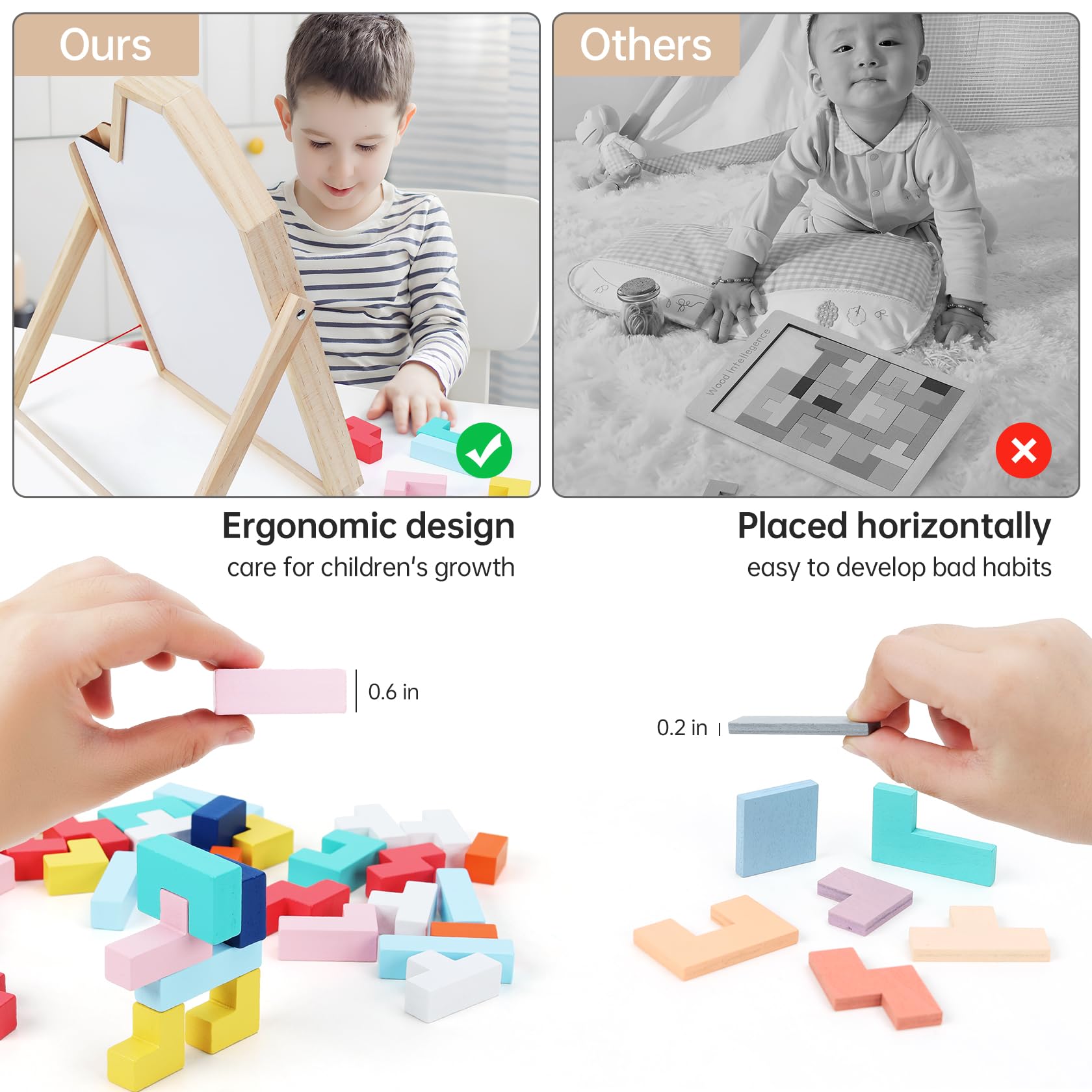 Foto 5 pulgar | Puzles De Bloques De Madera Gemem Para Niños De 4 A 8 Años Con Almacenamiento - Venta Internacional.