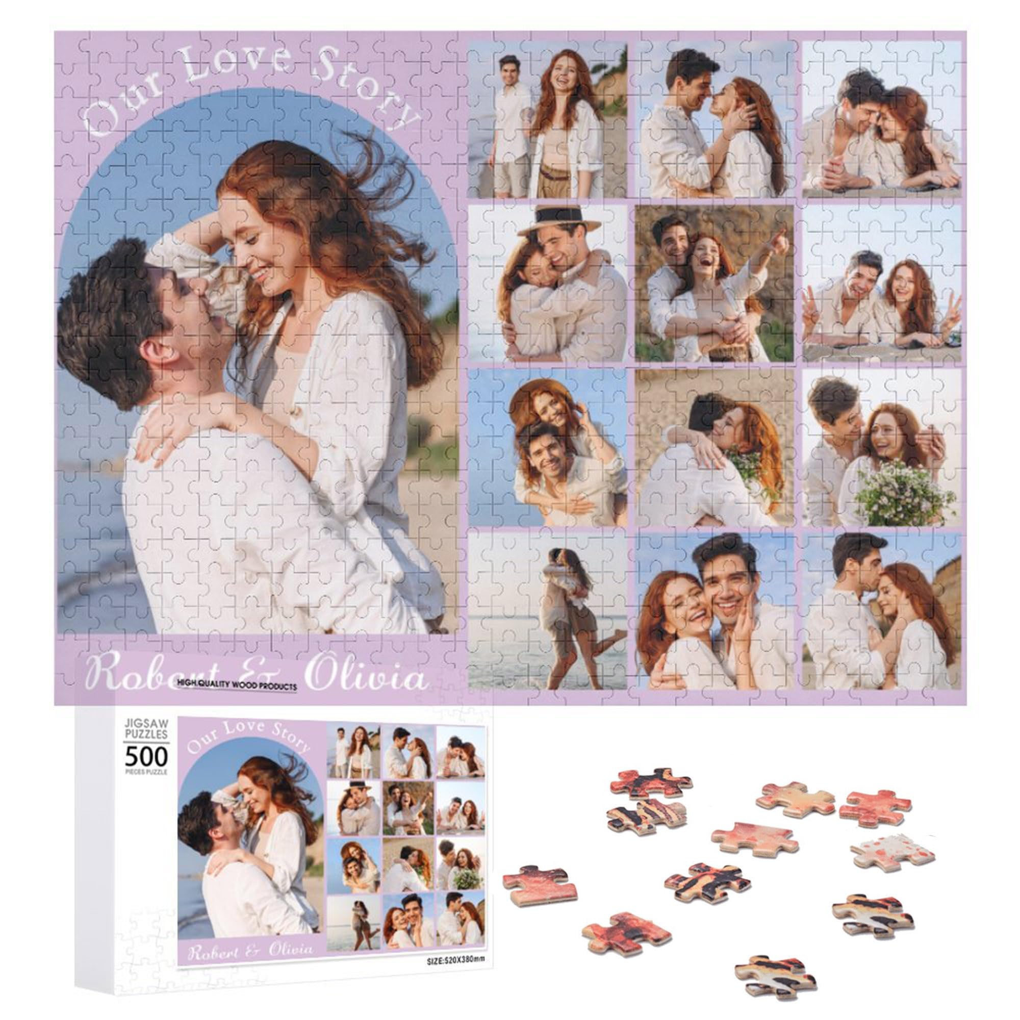 Foto 2 pulgar | Imagen De Rompecabezas Personalizada De 300/500/1000 Piezas Para El Día De San Valentín - Venta Internacional.