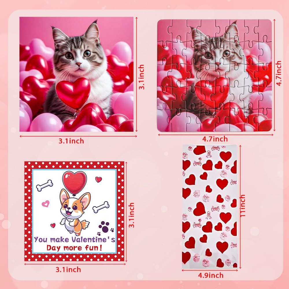 Foto 7 pulgar | Juego De Rompecabezas De Regalo Para El Día De San Valentín Para Niños Con Gatito Y Cachorro - Venta Internacional.