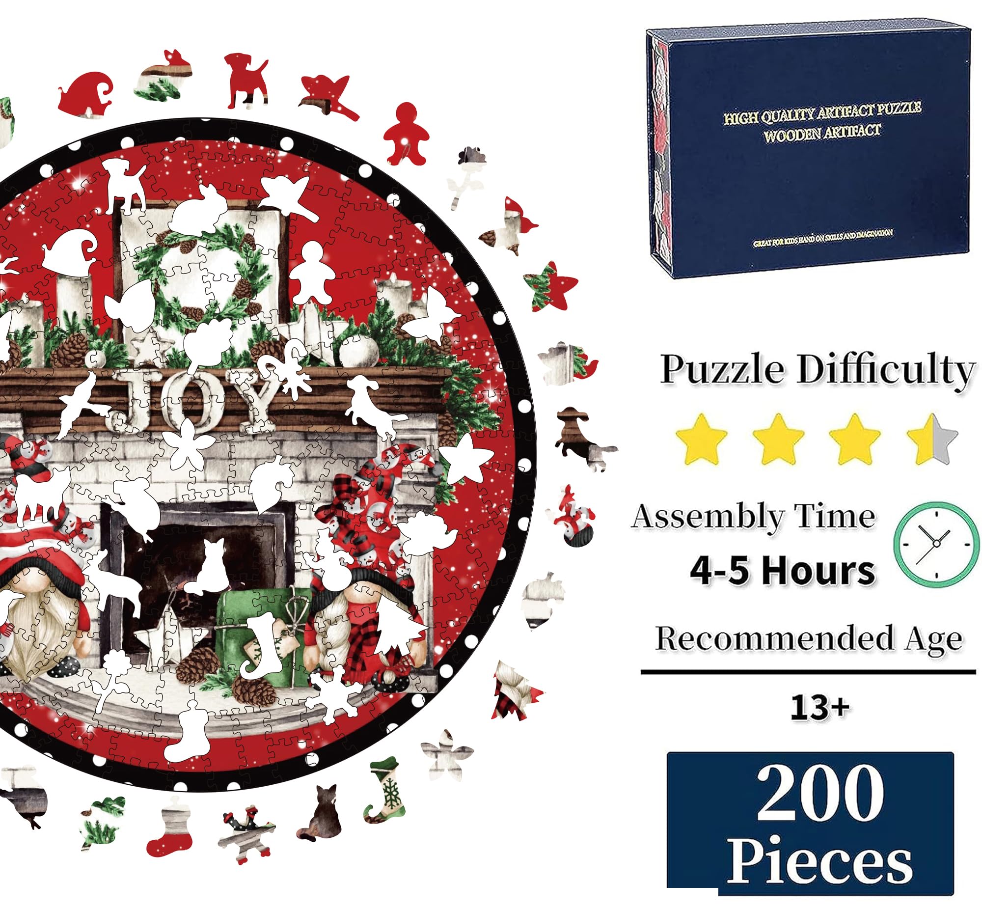 Foto 4 pulgar | Puzzle Navideño De Madera De 200 Piezas Con Forma De Animal Para Adultos - Venta Internacional.