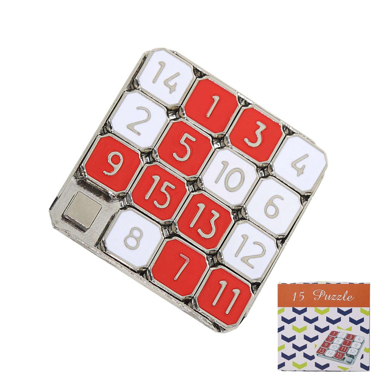 Foto 2 pulgar | Juego Educativo Number Slide Puzzle De Metal Rojo Y Blanco - Venta Internacional.