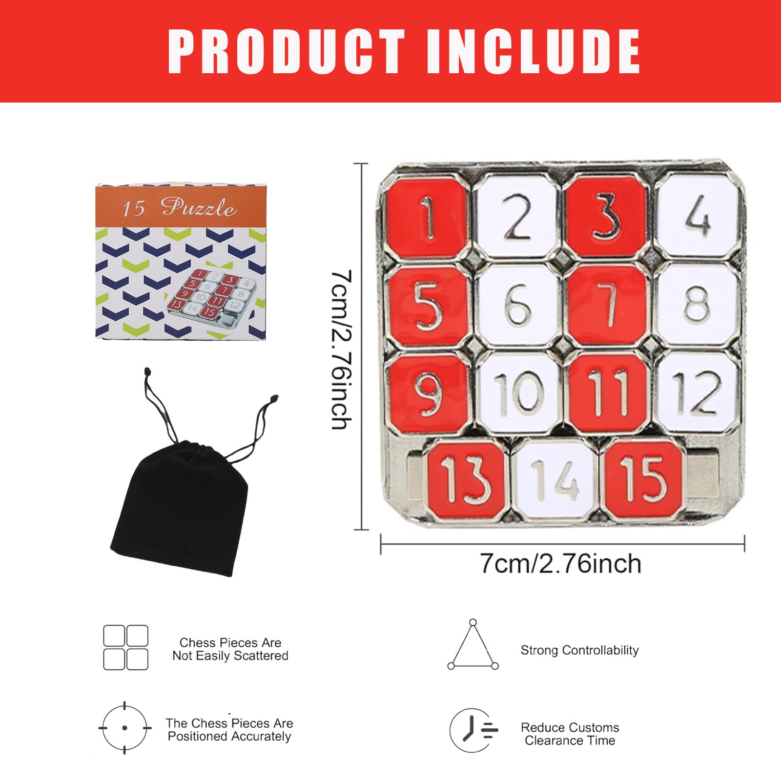 Foto 3 pulgar | Juego Educativo Number Slide Puzzle De Metal Rojo Y Blanco - Venta Internacional.