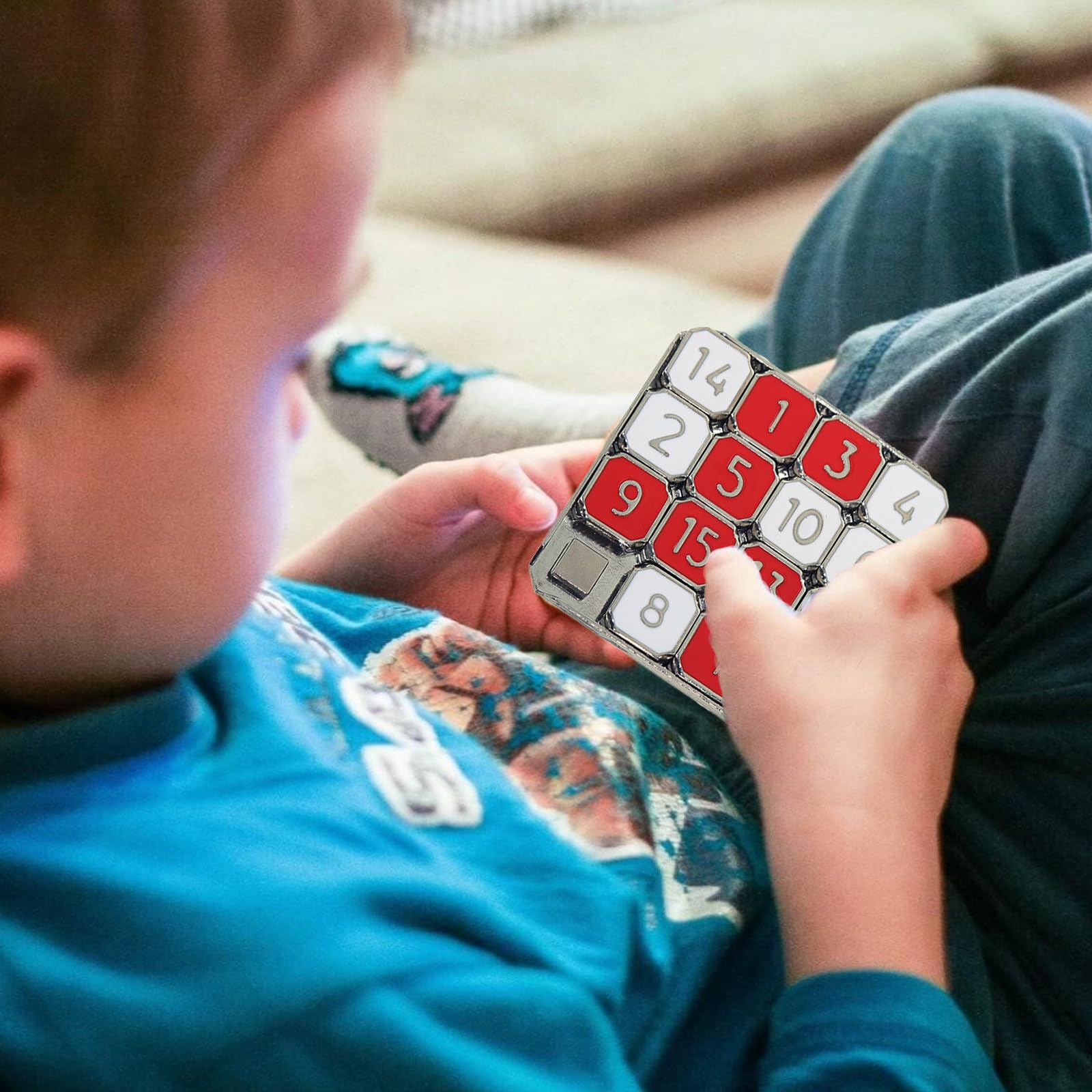 Foto 3 | Juego Educativo Number Slide Puzzle De Metal Rojo Y Blanco - Venta Internacional.
