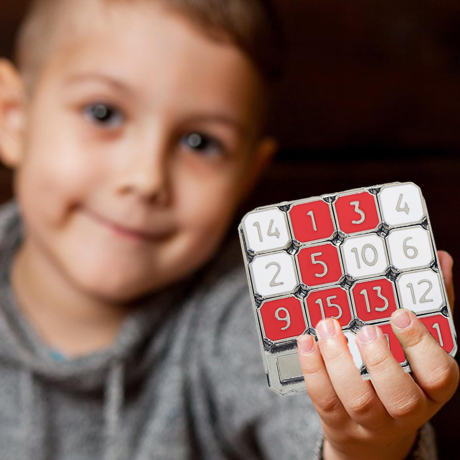 Foto 5 pulgar | Juego Educativo Number Slide Puzzle De Metal Rojo Y Blanco - Venta Internacional.