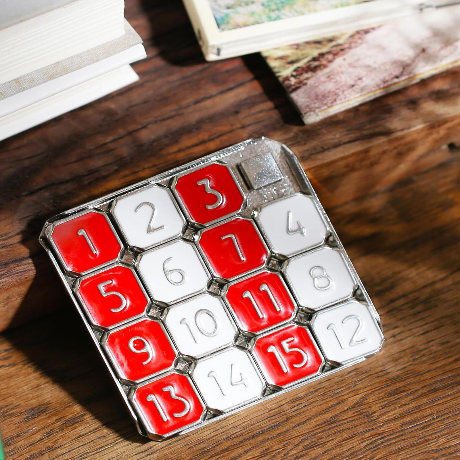 Foto 8 pulgar | Juego Educativo Number Slide Puzzle De Metal Rojo Y Blanco - Venta Internacional.