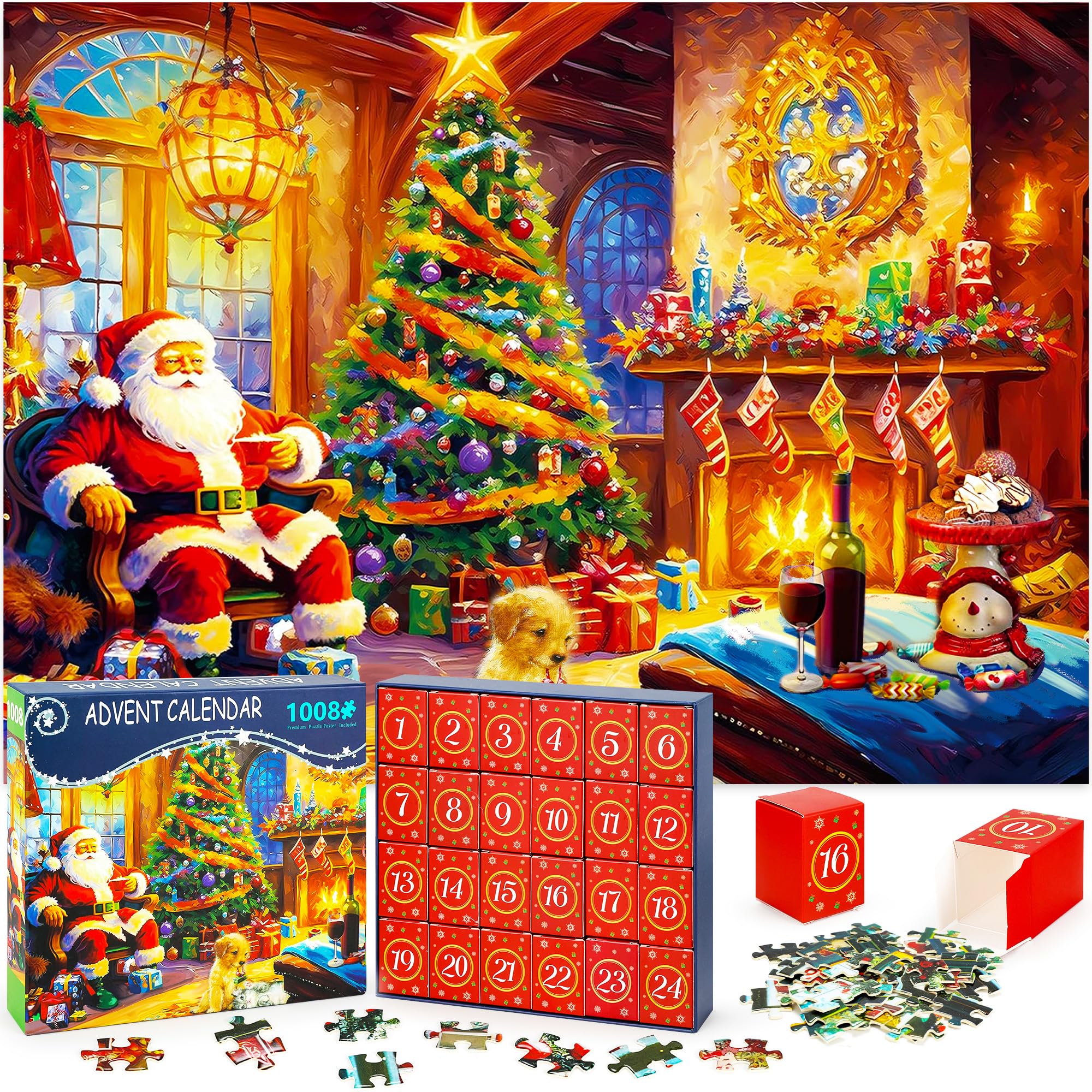 Rompecabezas Navideños, Calendario De Adviento, 1008 Piezas, 2024 - Venta Internacional.