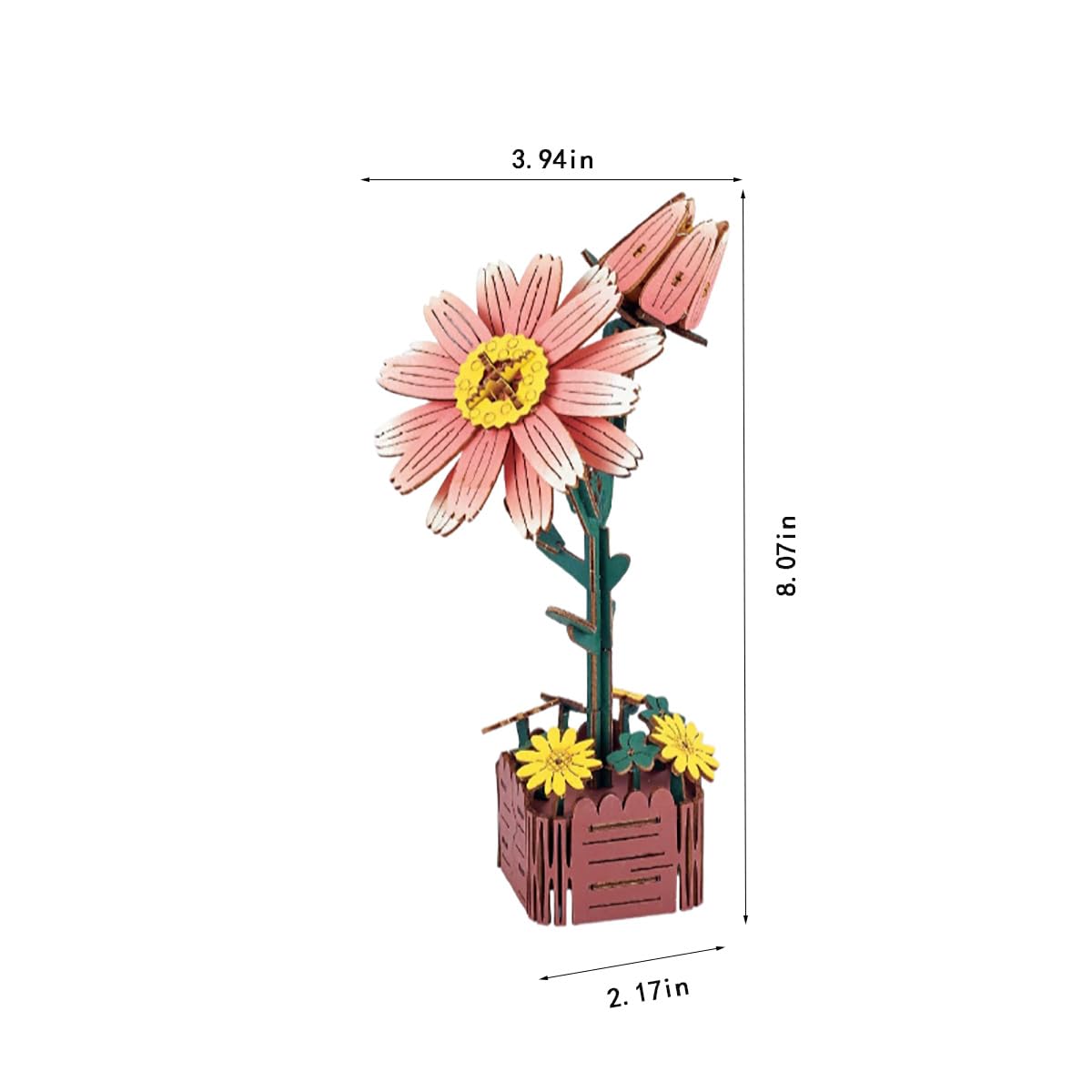 Foto 2 | Kit De Rompecabezas 3d De Flores De Madera Para Adultos Con Jarrón (99 Piezas) - Venta Internacional.