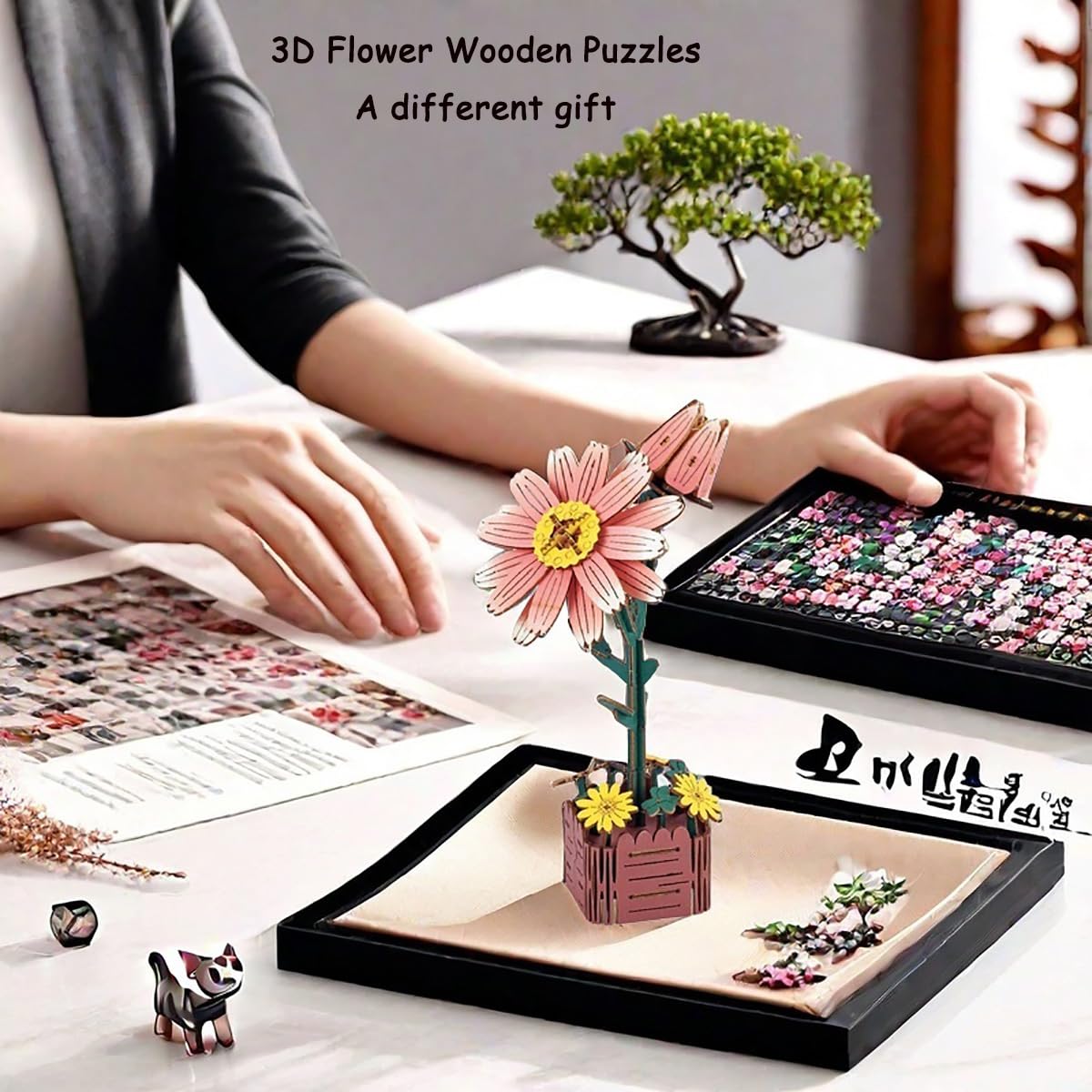 Foto 4 pulgar | Kit De Rompecabezas 3d De Flores De Madera Para Adultos Con Jarrón (99 Piezas) - Venta Internacional.
