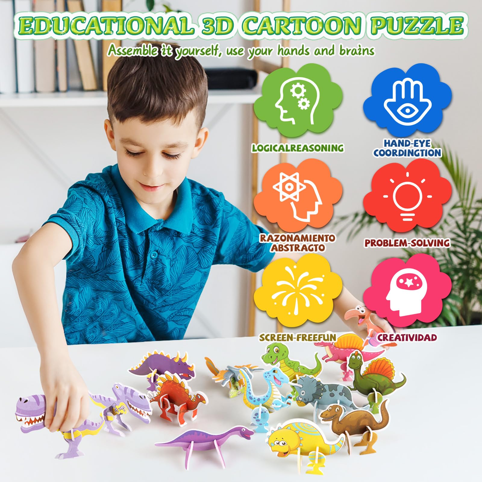 Foto 5 pulgar | Juguete Educativo Montessori Con Rompecabezas De Dibujos Animados En 3d Para Niños De 4 A 8 Años - Venta Internacional.