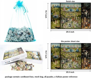 Foto 3 | Rompecabezas El Jardín De Las Delicias Terrenales De 1000 Piezas - Venta Internacional.