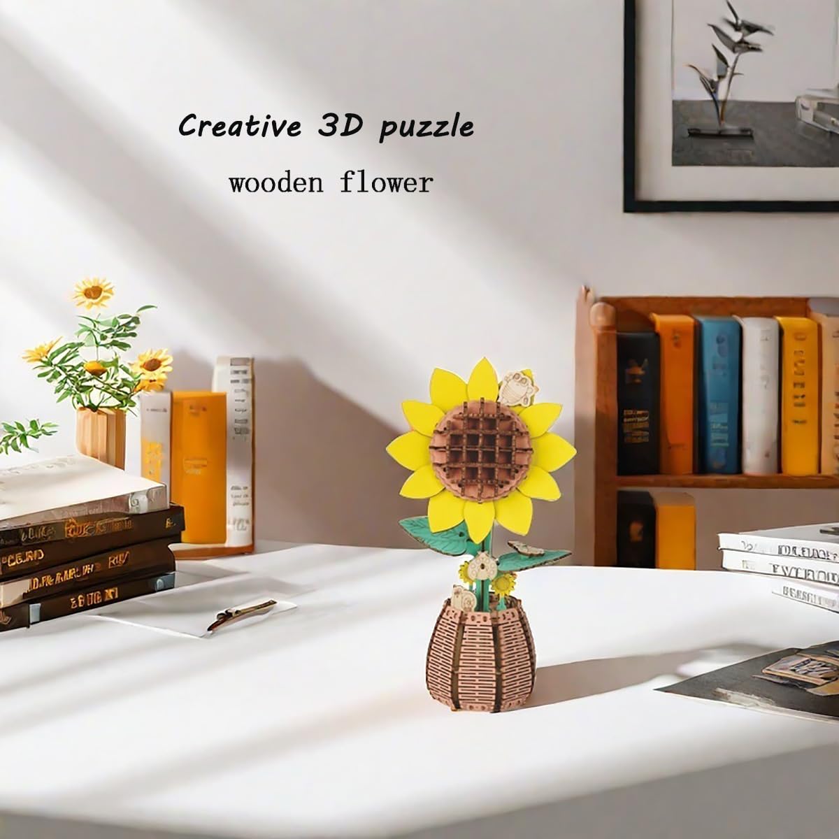 Foto 4 pulgar | Puzle 3d De Flores De Madera, Diseño De Girasoles, Con Jarrón, Para Adultos - Venta Internacional.