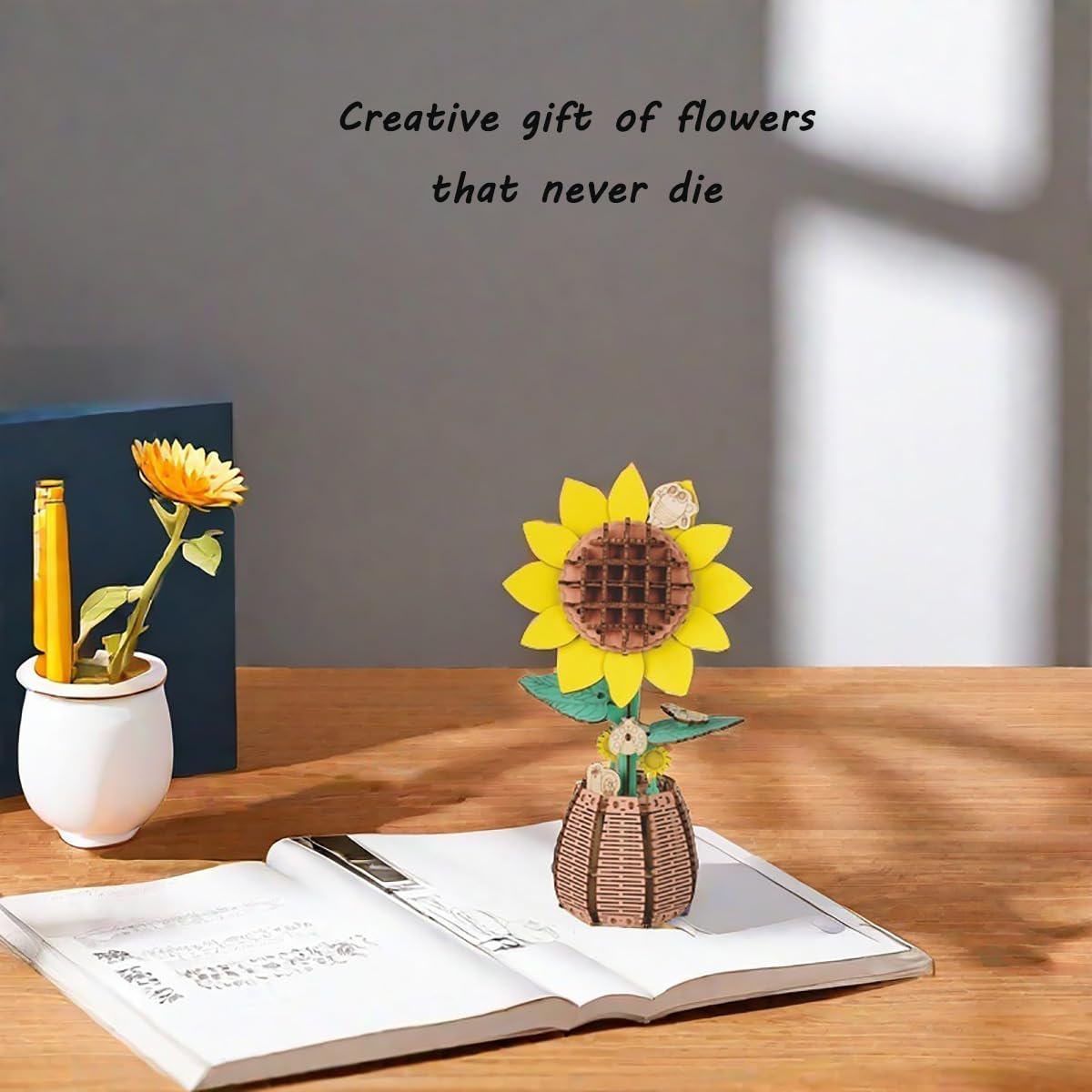 Foto 5 pulgar | Puzle 3d De Flores De Madera, Diseño De Girasoles, Con Jarrón, Para Adultos - Venta Internacional.