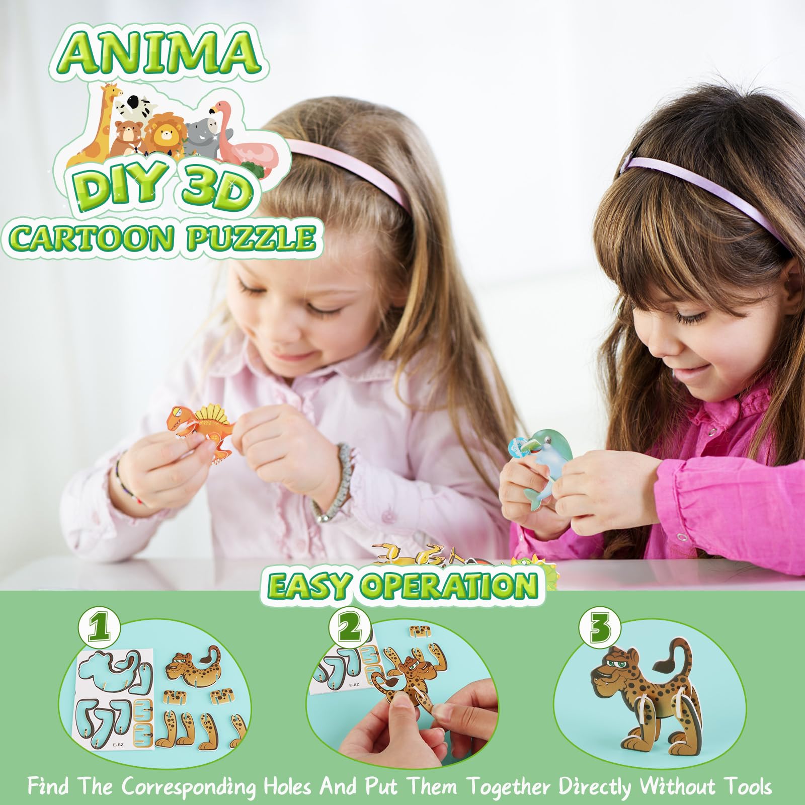 Foto 4 pulgar | Rompecabezas De Dibujos Animados En 3d, Juguetes Educativos Montessori Para Niños - Venta Internacional.