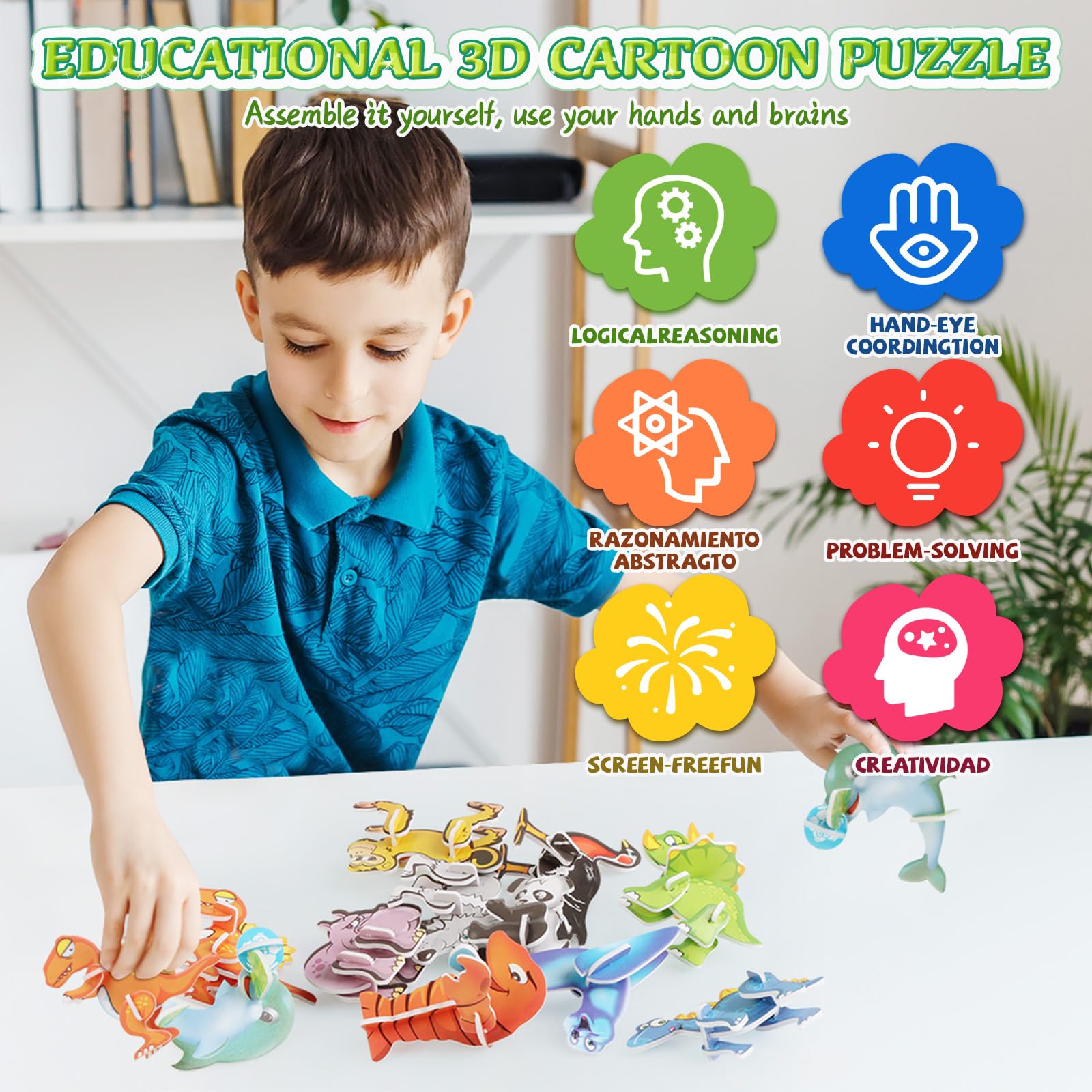 Foto 5 pulgar | Rompecabezas De Dibujos Animados En 3d, Juguetes Educativos Montessori Para Niños - Venta Internacional.
