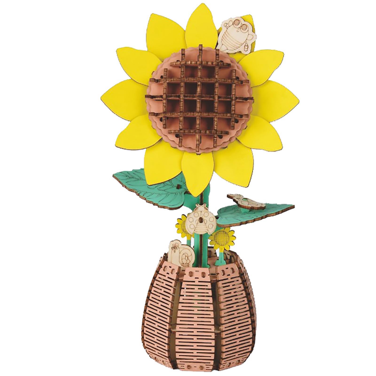 Puzle 3d De Flores De Madera, Diseño De Girasoles, Con Jarrón, Para Adultos - Venta Internacional.
