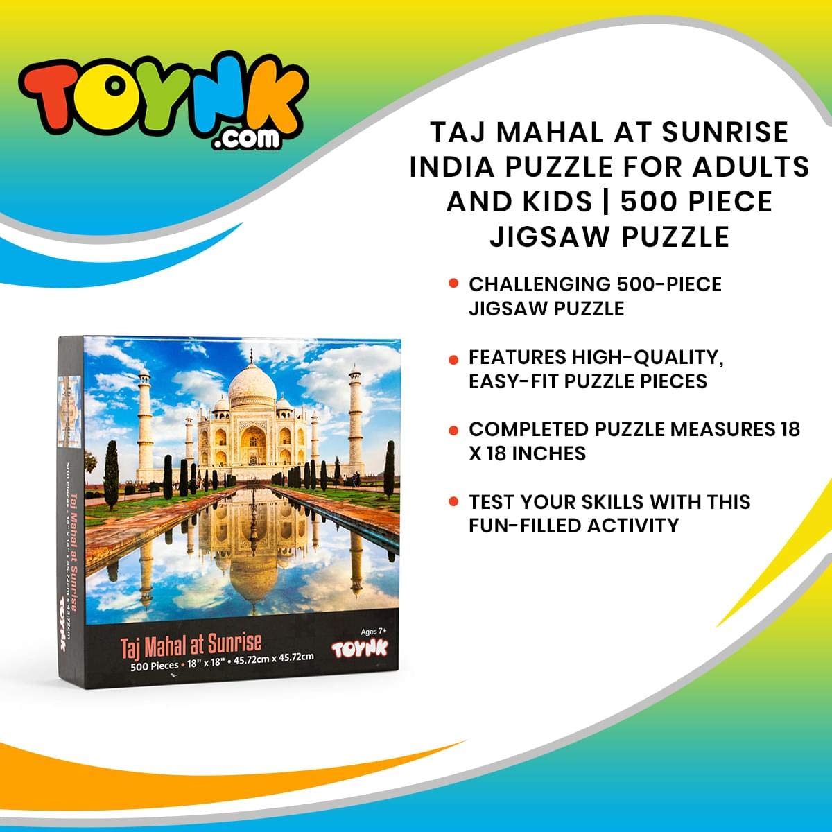 Foto 8 pulgar | Rompecabezas Toynk Taj Mahal At Sunrise India, 500 Piezas - Venta Internacional.