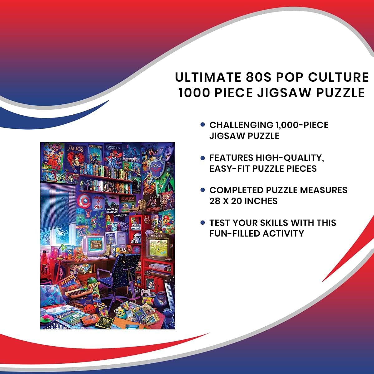 Foto 7 | Rompecabezas Toynk, Sala De Juegos De Los 80, Cultura Pop, 1000 Piezas - Venta Internacional.