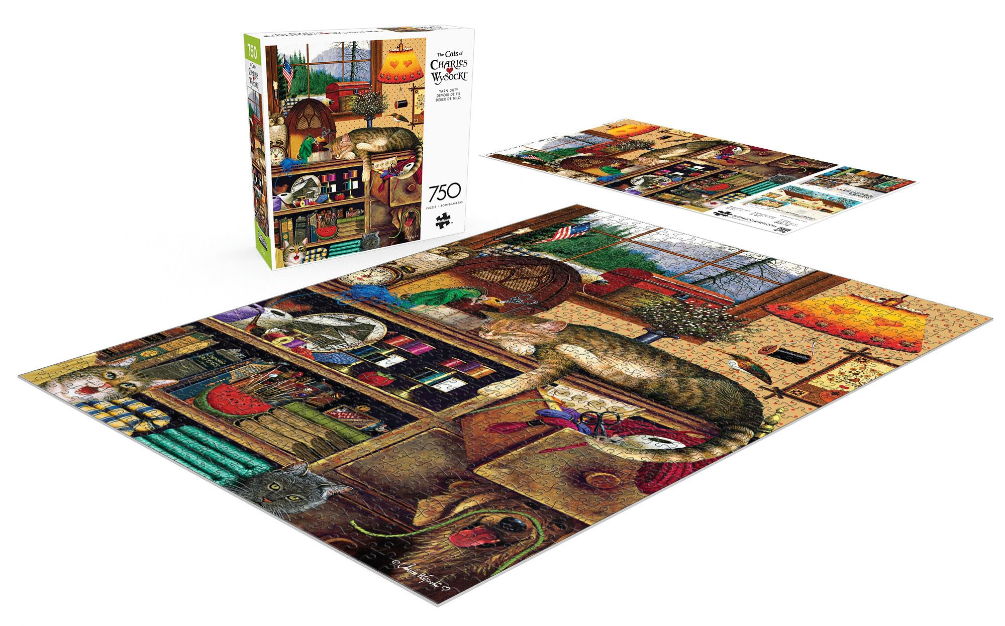 Foto 4 | Rompecabezas Buffalo Games Charles Wysocki Yarn Duty 750 Piezas - Venta Internacional.