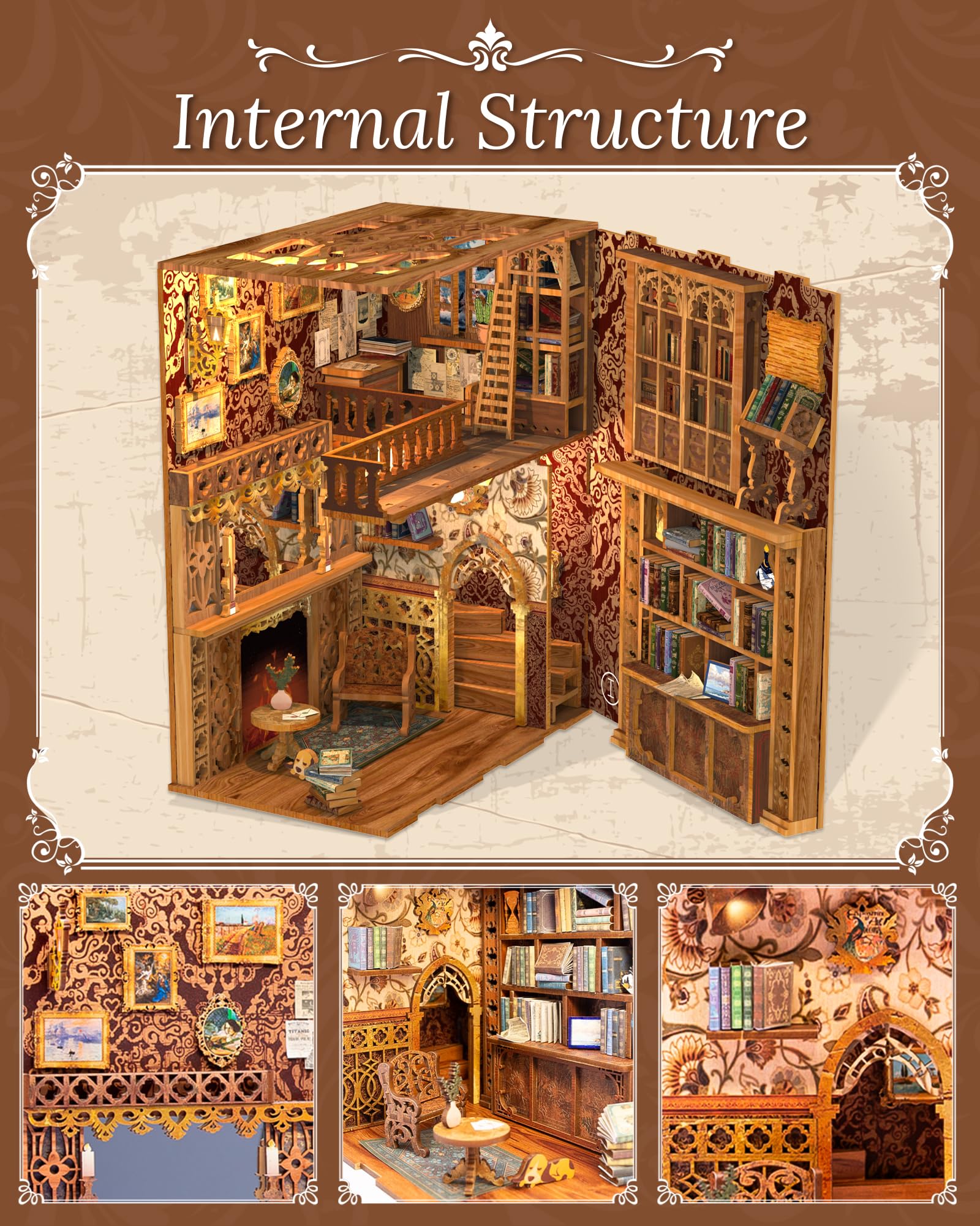 Foto 5 pulgar | Kit De Rincón Para Libros Con Forma De Casa De Muñecas En Miniatura Cutebee Eternal - Venta Internacional.