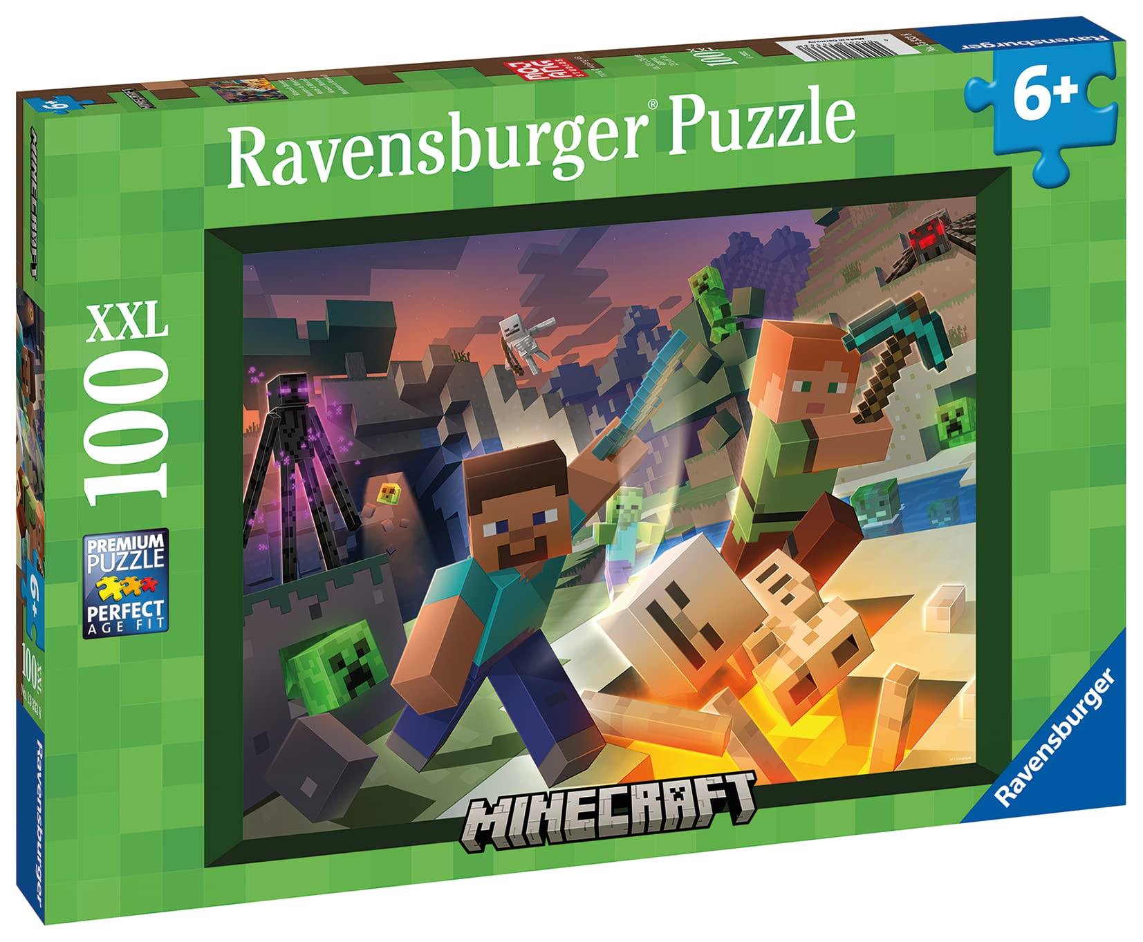 Foto 2 | Puzzle Ravensburger Monster Minecraft 100 Piezas Para Niños De 6 A 8 Años - Venta Internacional.