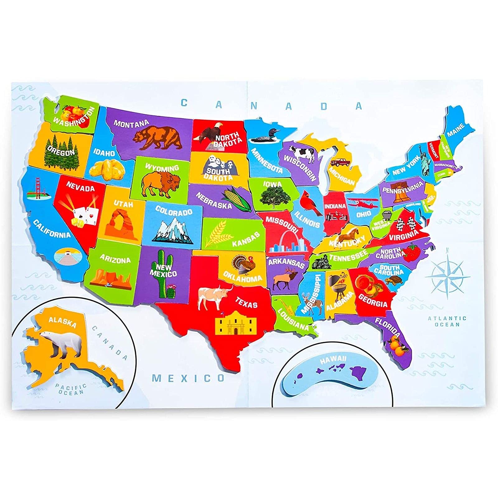Foto 2 pulgar | Mapa De Rompecabezas Magnético Juvale U.s. Of The United States Kids - Venta Internacional.