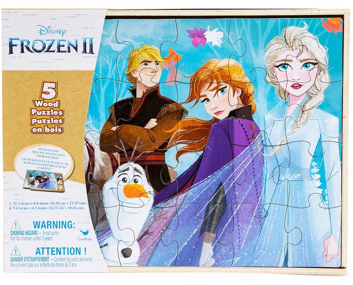 Foto 3 pulgar | Rompecabezas Disney Frozen 2 Wood, Caja De Almacenamiento De Madera De 5 Pulgadas - Venta Internacional.