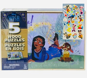 Foto 1 | Juego De Rompecabezas De Madera Disney Wish, Paquete De 5 Con Pegatinas - Venta Internacional.