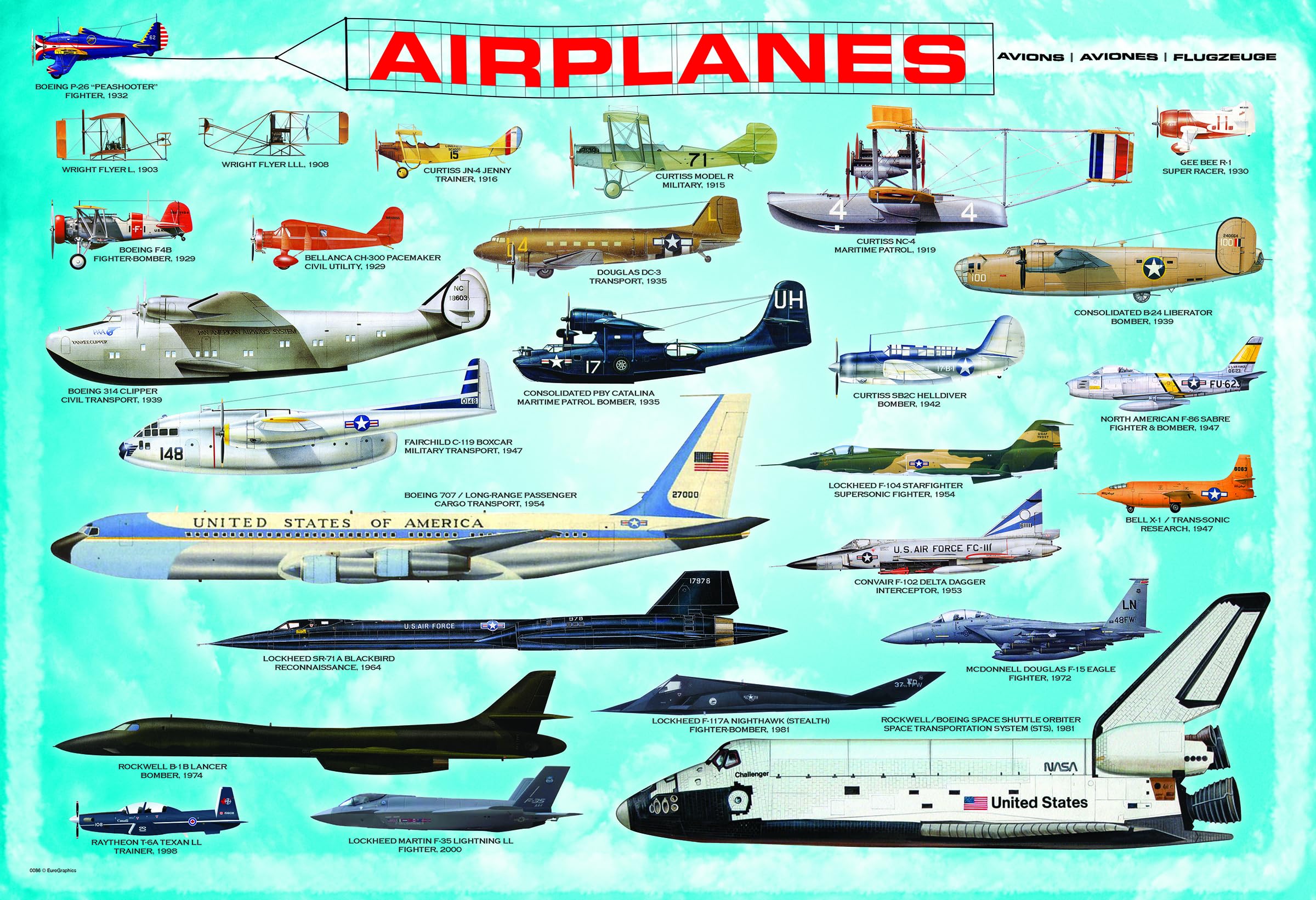Foto 2 pulgar | Rompecabezas Eurographics Airplanes 100 Piezas - Venta Internacional.
