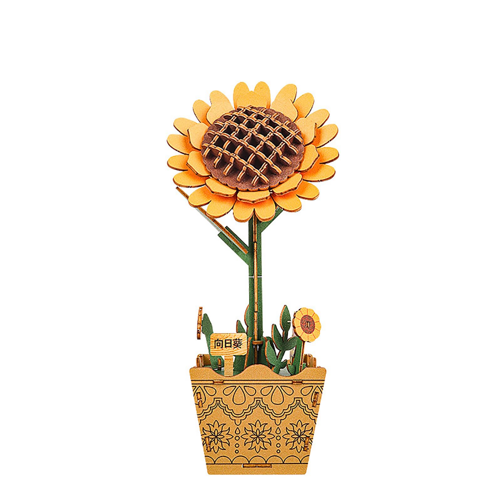 Foto 1 | Kit De Rompecabezas De Flores De Madera 3d Para Bricolaje Con Ramo Botánico Con Jarrón - Venta Internacional.