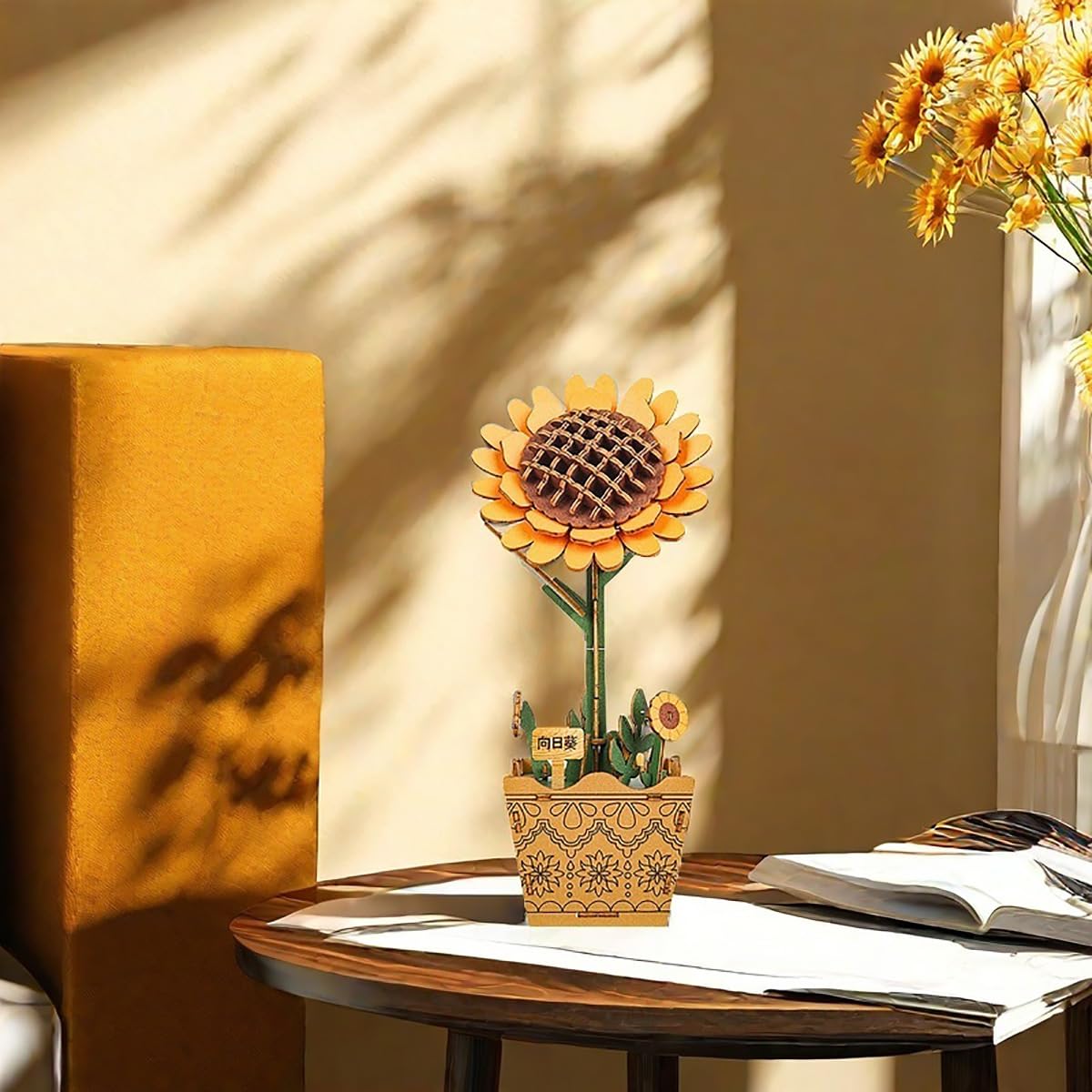 Foto 2 | Kit De Rompecabezas De Flores De Madera 3d Para Bricolaje Con Ramo Botánico Con Jarrón - Venta Internacional.