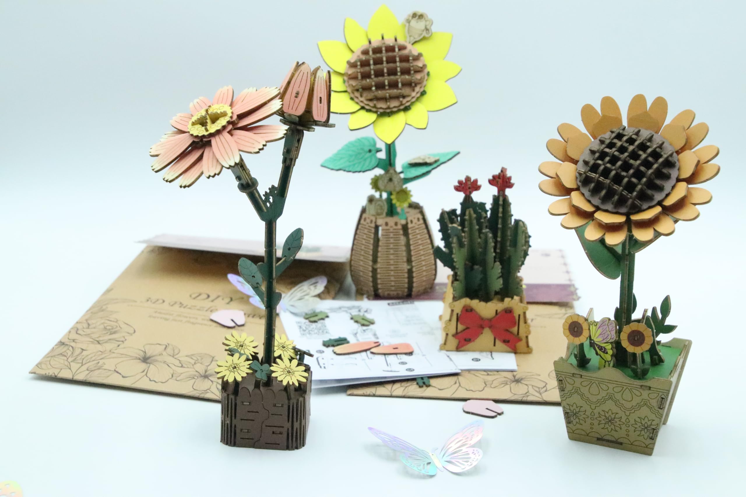 Foto 6 pulgar | Kit De Rompecabezas De Flores De Madera 3d Para Bricolaje Con Ramo Botánico Con Jarrón - Venta Internacional.