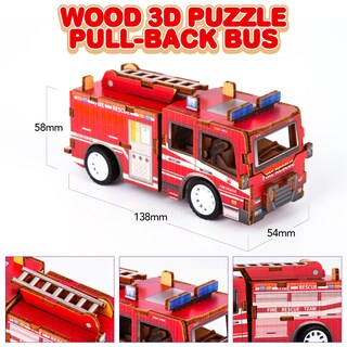Foto 2 | Puzzle 3d Para Coche, Juguete, Arte, Creatividad, Camión De Bomberos, Madera, Niños Mayores De 3 Años - Venta Int