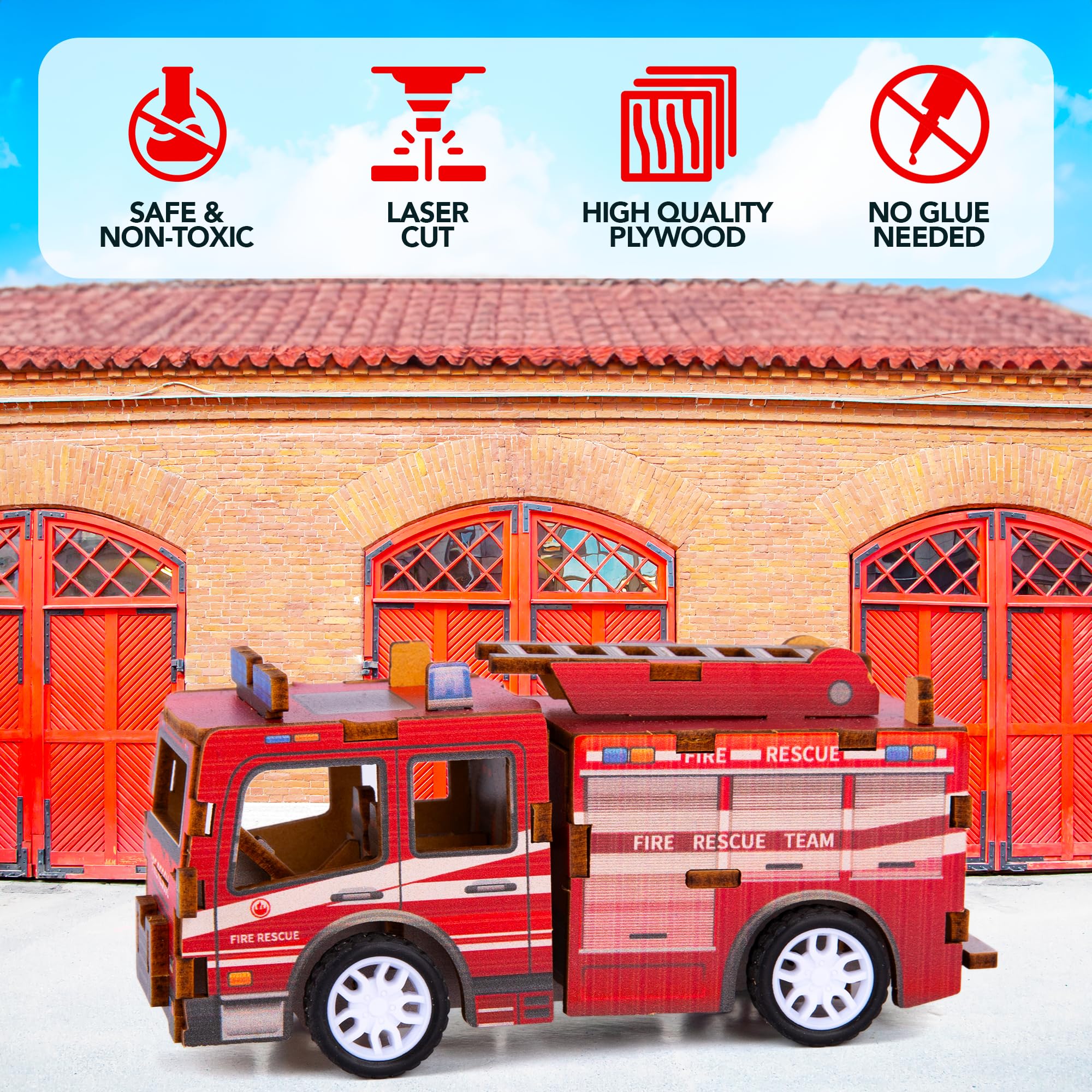 Foto 4 pulgar | Puzzle 3d Para Coche, Juguete, Arte, Creatividad, Camión De Bomberos, Madera, Niños Mayores De 3 Años - Venta Int