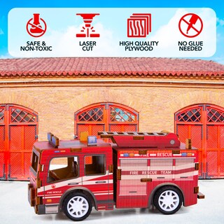 Foto 3 | Puzzle 3d Para Coche, Juguete, Arte, Creatividad, Camión De Bomberos, Madera, Niños Mayores De 3 Años - Venta Int
