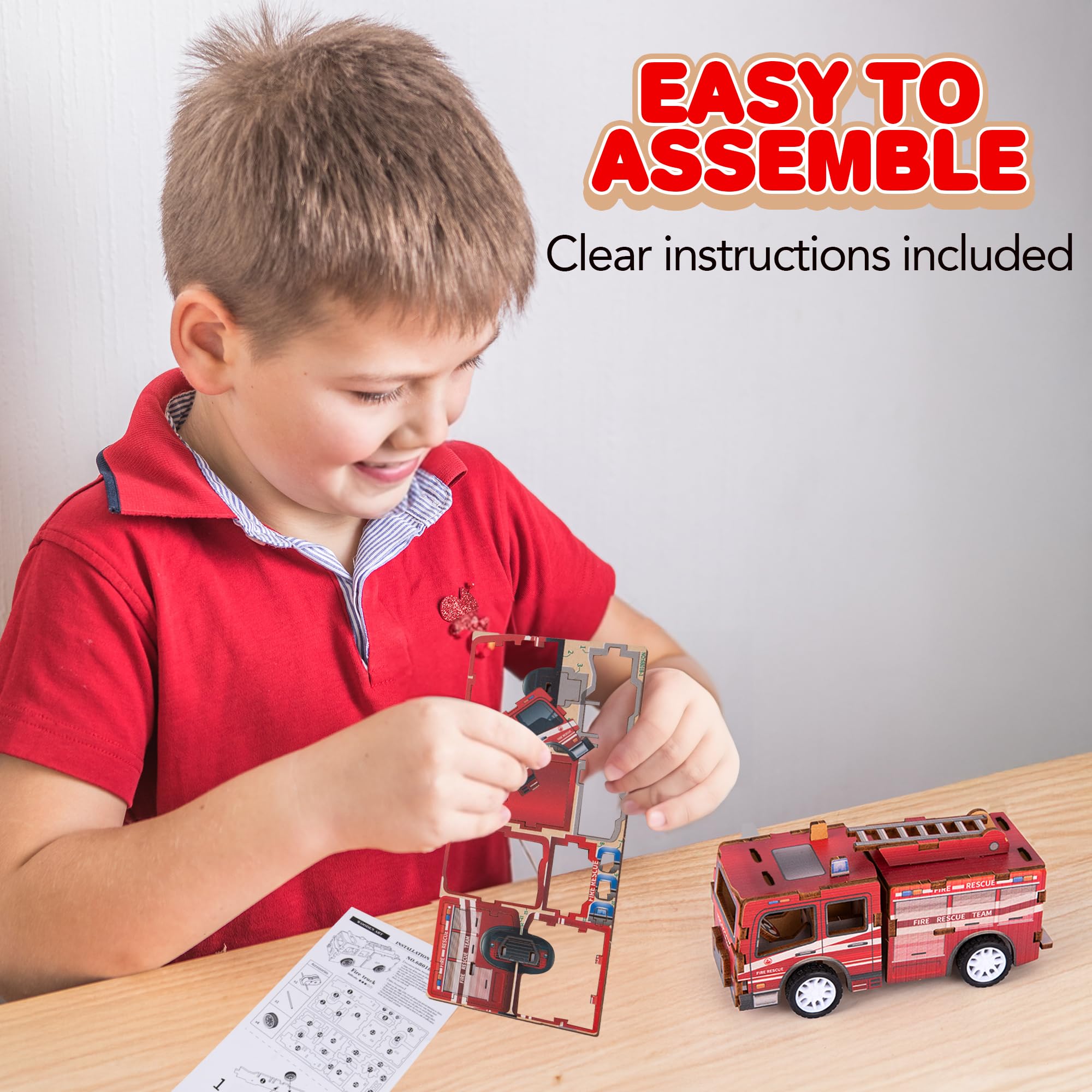 Foto 5 pulgar | Puzzle 3d Para Coche, Juguete, Arte, Creatividad, Camión De Bomberos, Madera, Niños Mayores De 3 Años - Venta Int
