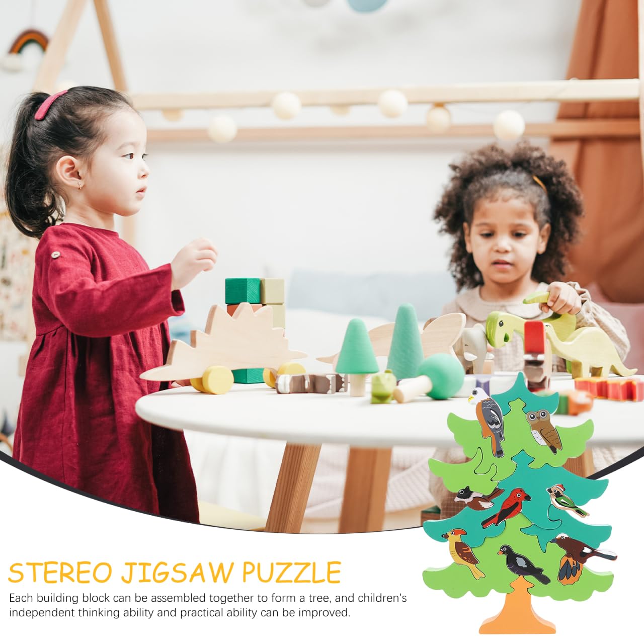 Foto 6 pulgar | Juego De Rompecabezas 3d Montessori De Madera Con Forma De Árbol Y Pájaro - Venta Internacional.
