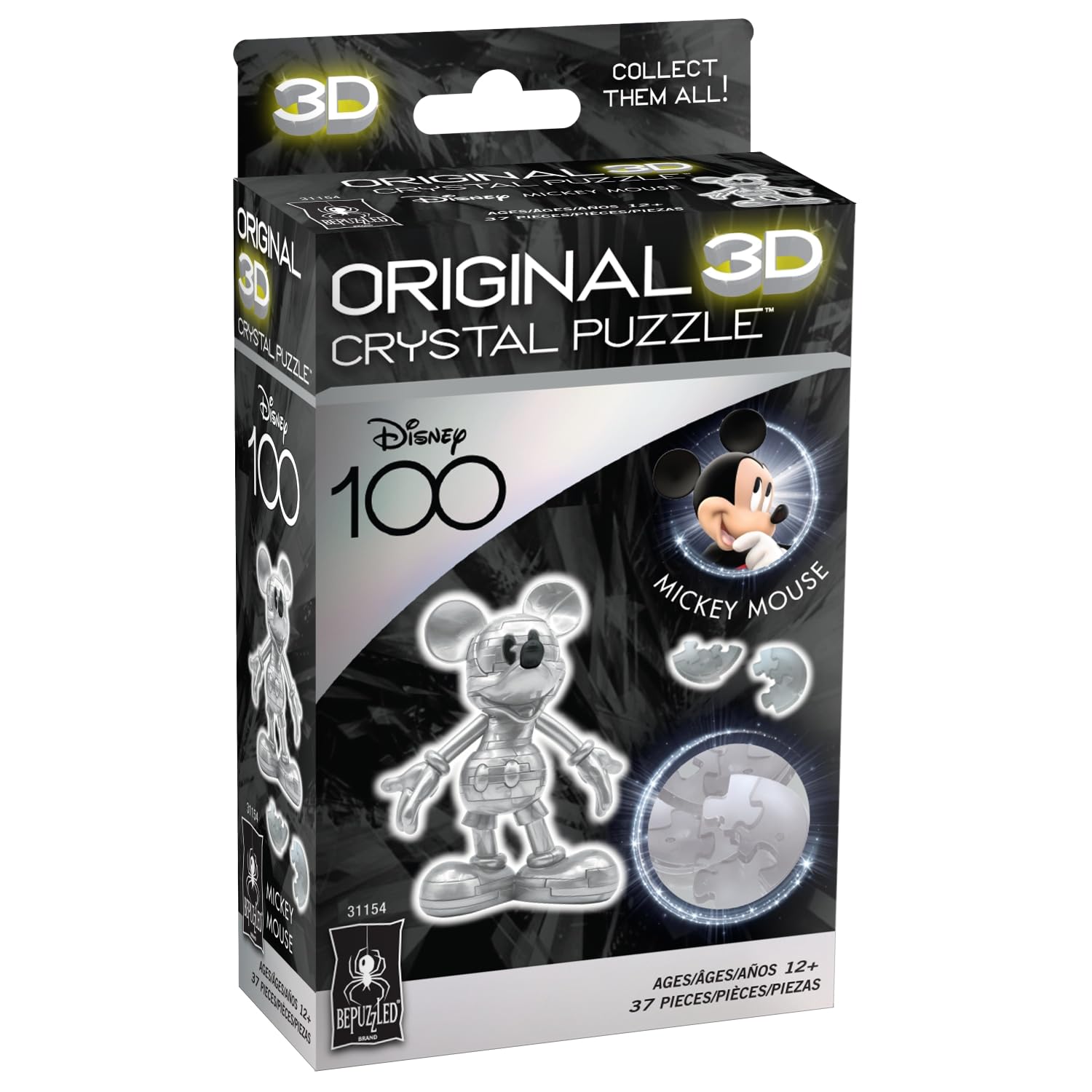 Foto 3 pulgar | Puzzle De Cristal 3d Bepuzzled Disney Platinum Mickey Original - Venta Internacional.