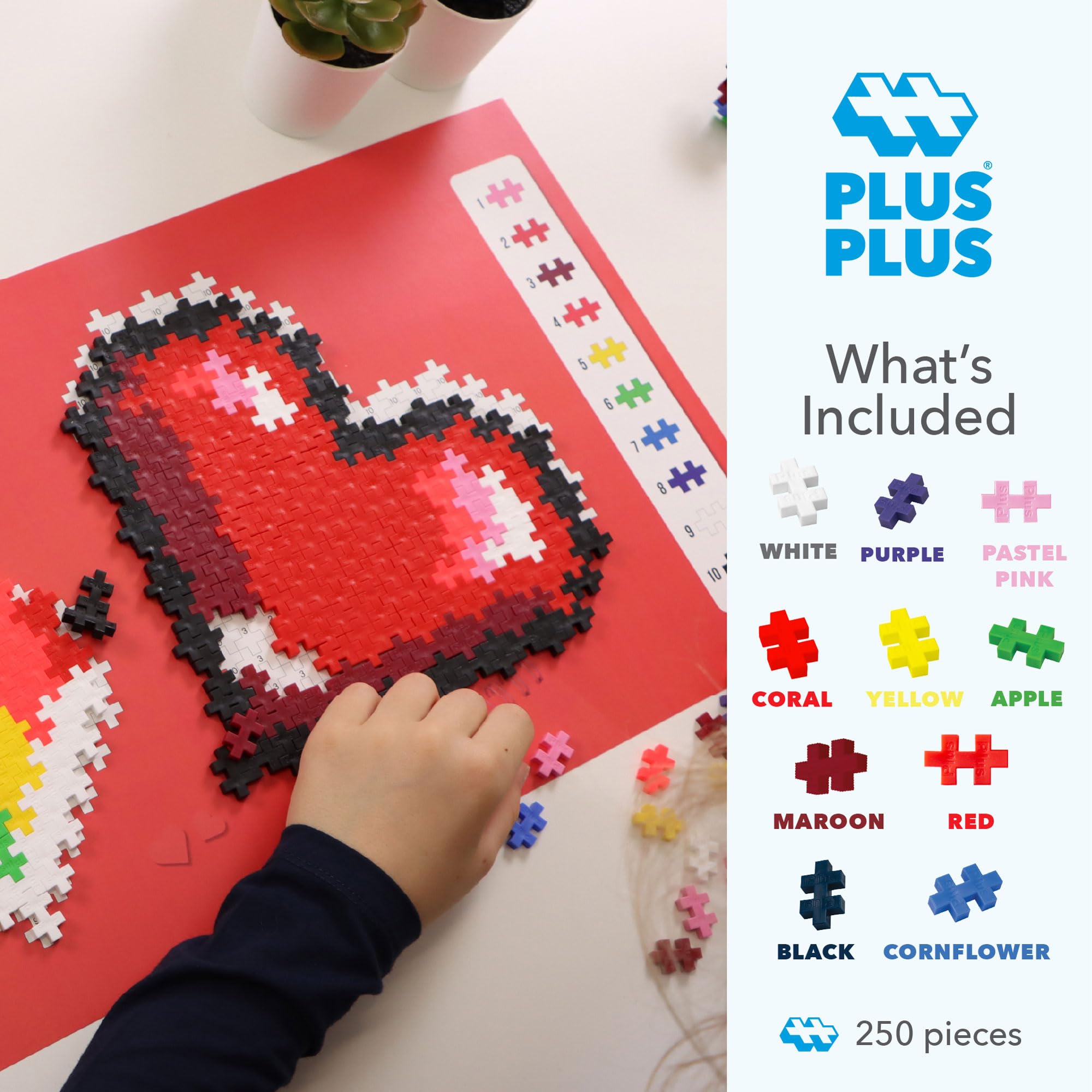 Foto 3 pulgar | Puzle Puzzle Plus Plus Con Números De 250 Piezas En Forma De Corazón - Venta Internacional.