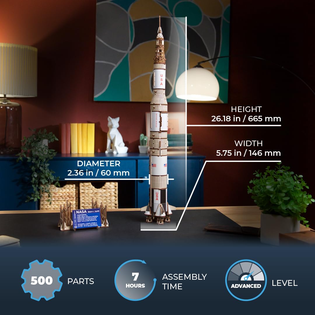Foto 3 pulgar | Maqueta De Cohete Ugears Nasa Saturn V Space Shuttle 3d Wood - Venta Internacional.