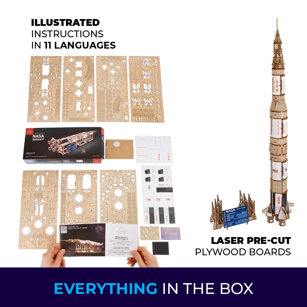 Foto 8 pulgar | Maqueta De Cohete Ugears Nasa Saturn V Space Shuttle 3d Wood - Venta Internacional.