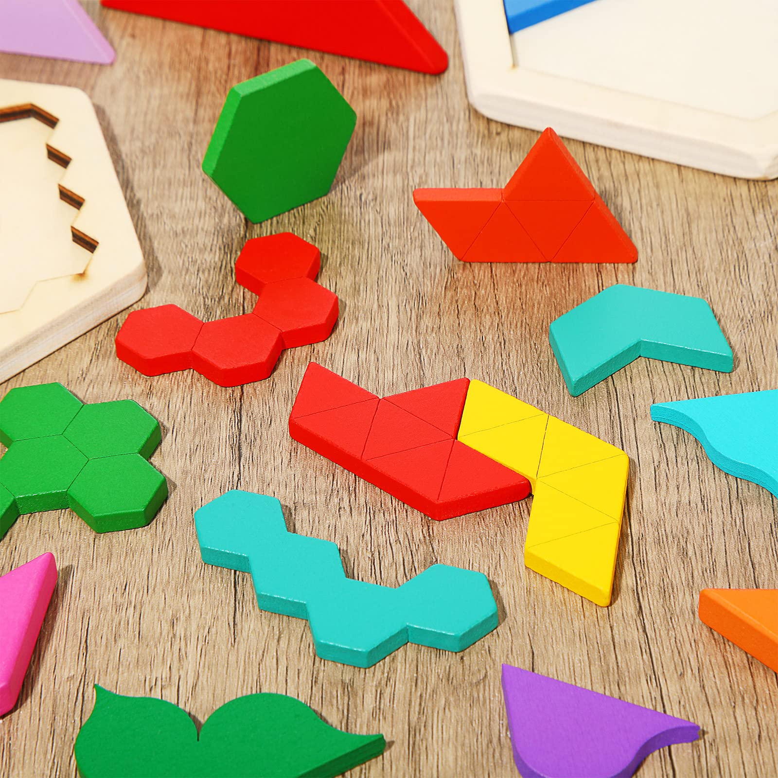 Foto 5 | Puzle Hexagonal De Madera Jerify Para Niños, Paquete De 5 Unidades, Geometría, Regalo - Venta Internacional.