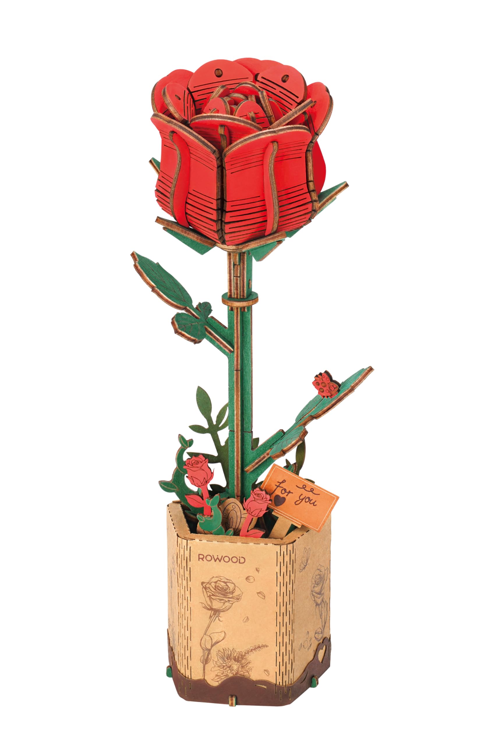 Foto 2 pulgar | Puzzle 3d Flor De Madera Rowood Artificial Flower Tw042 Red Ro - Venta Internacional.