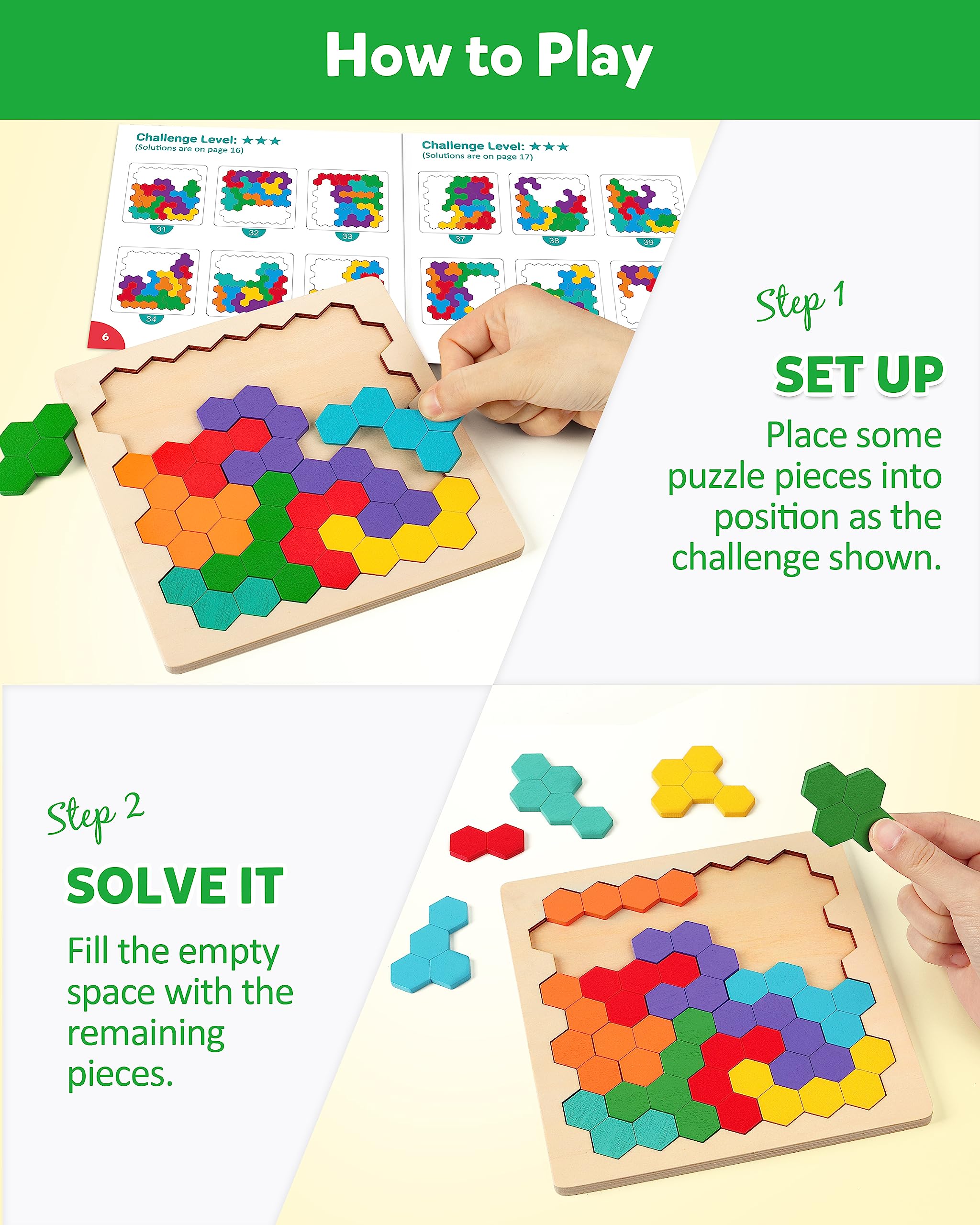 Foto 4 pulgar | Rompecabezas Puzzle Coogam De Madera Con Forma De Tangram Y Patrón De Color - Venta Internacional.
