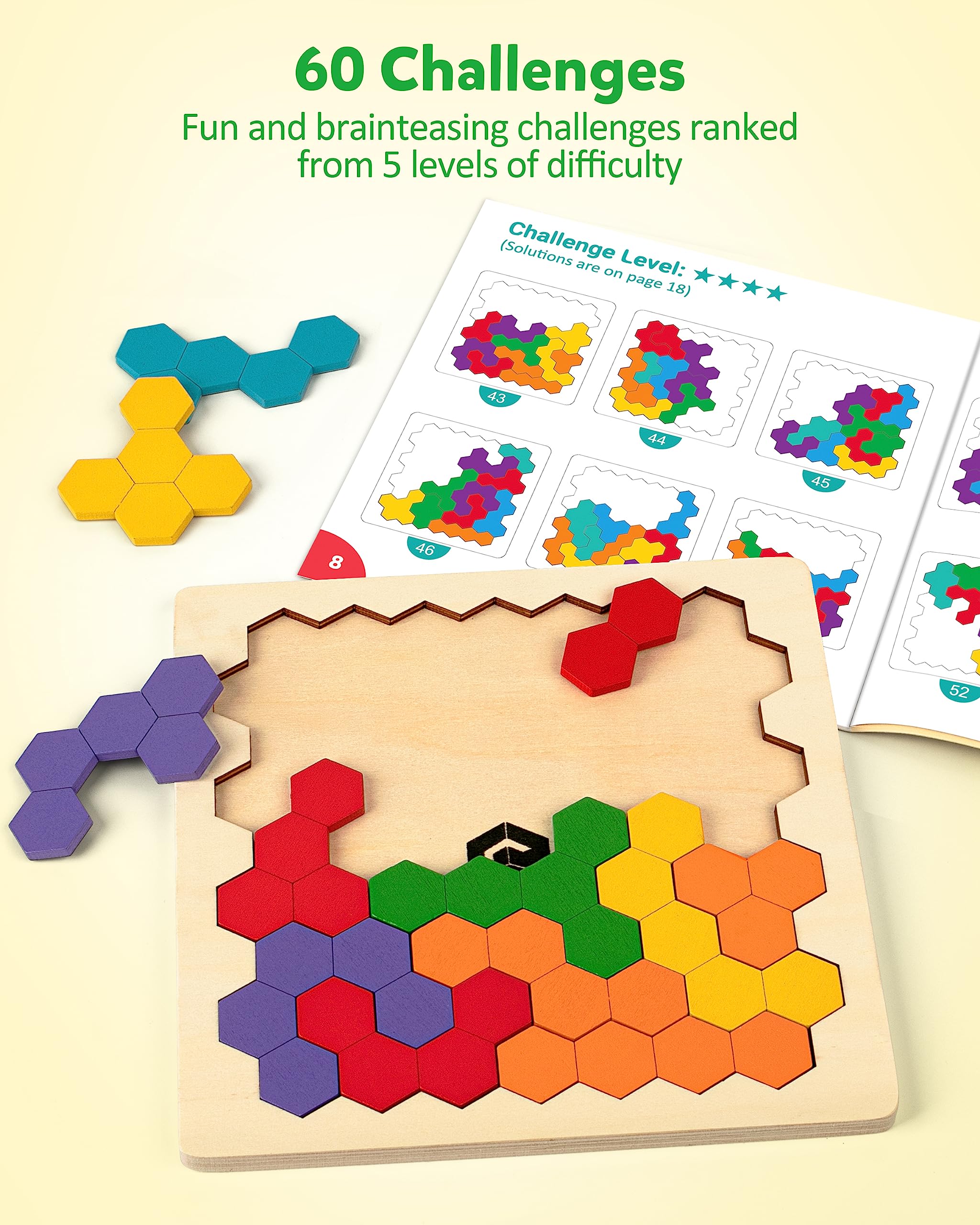 Foto 5 pulgar | Rompecabezas Puzzle Coogam De Madera Con Forma De Tangram Y Patrón De Color - Venta Internacional.