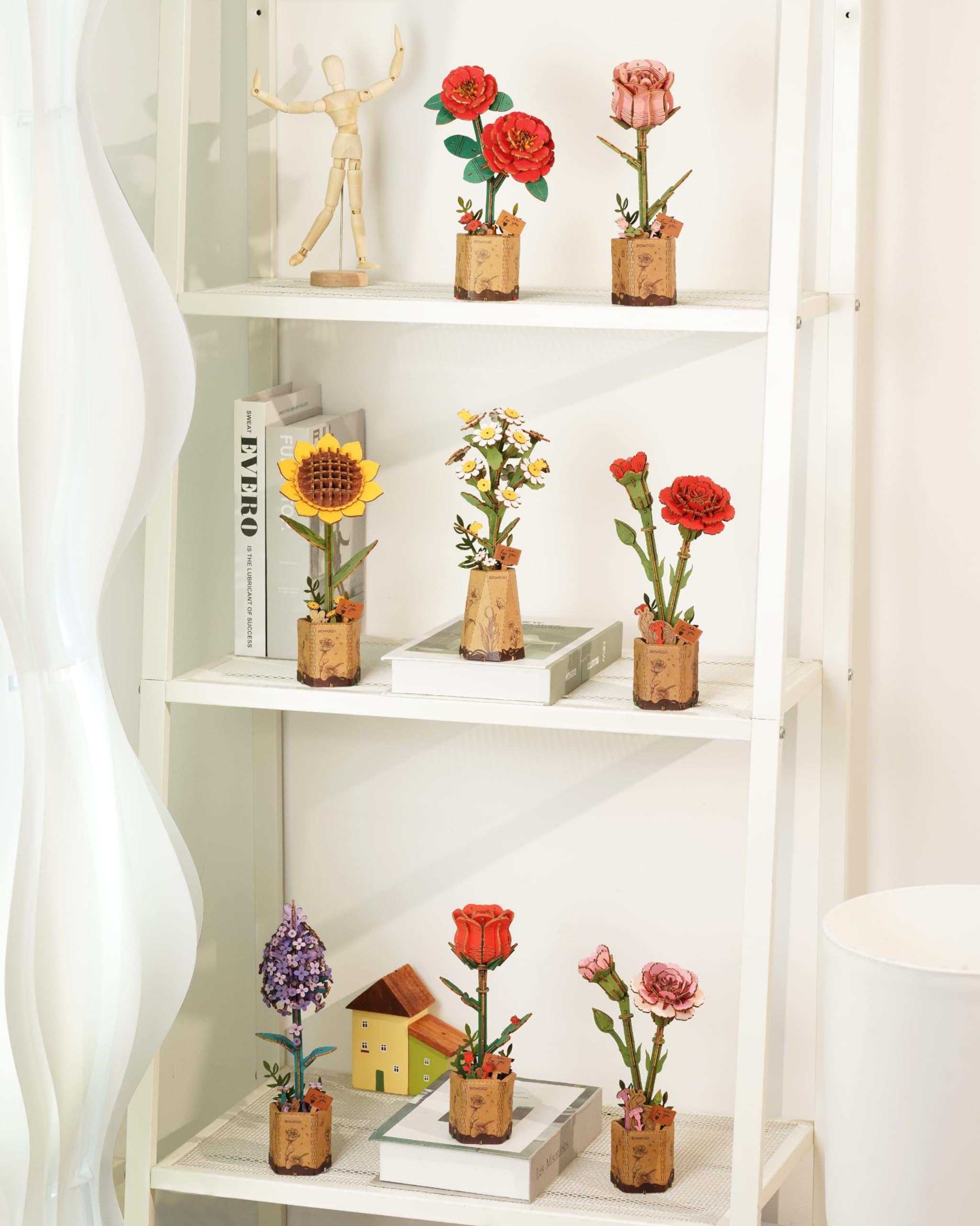 Foto 6 | Puzle 3d, Flor De Madera, Flor Artificial De Rowood, Clavel Rojo - Venta Internacional.