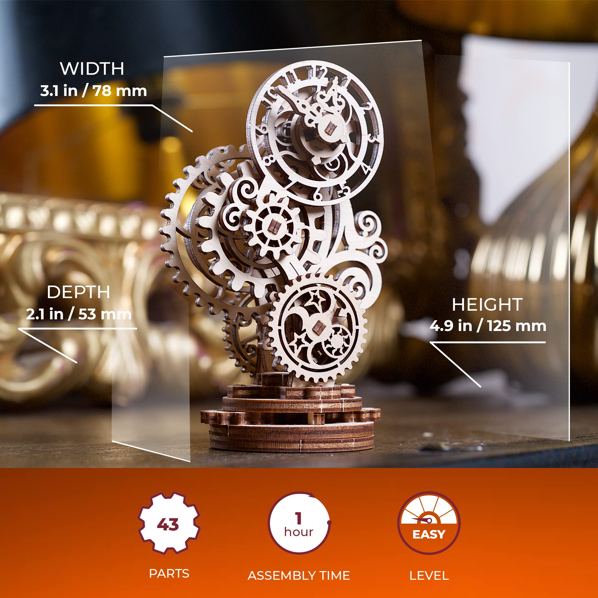 Foto 2 | Reloj Steampunk De Madera 3d Ugears Para Adultos, 40 Unidades - Venta Internacional.