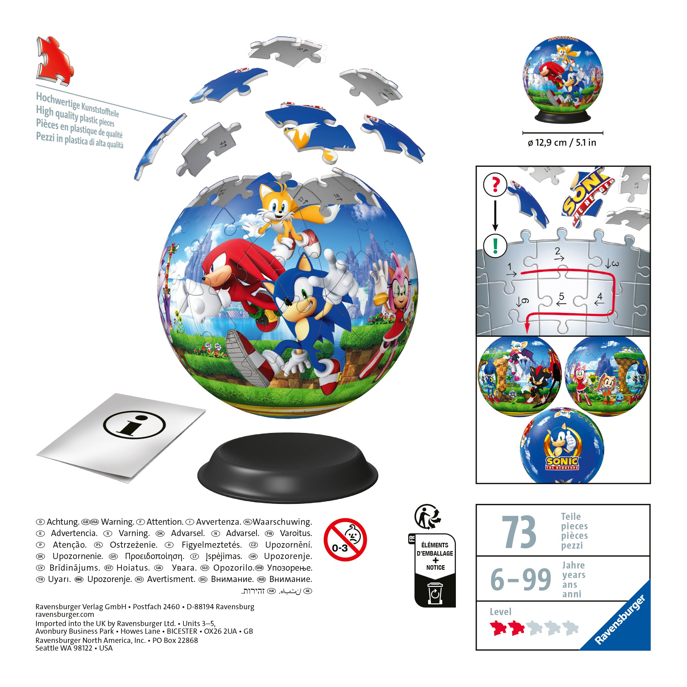 Foto 4 pulgar | Bola De Rompecabezas Ravensburger Sonic The Hedgehog 11592 - Venta Internacional.