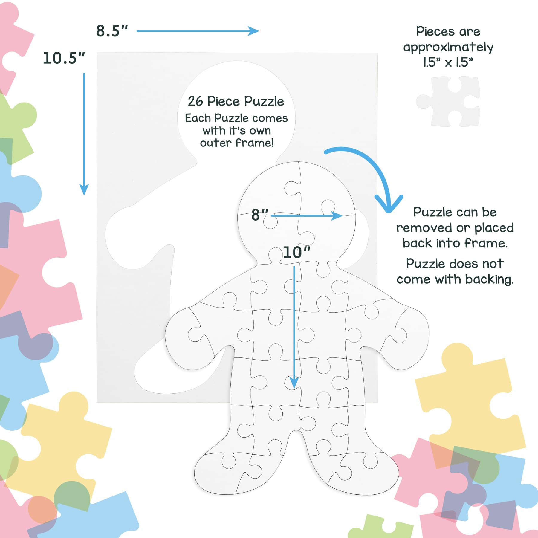 Foto 3 pulgar | Blank Puzzles Hygloss Con Forma De Persona, 8,5 X 10,5 Cm, 24 Puzles - Venta Internacional.