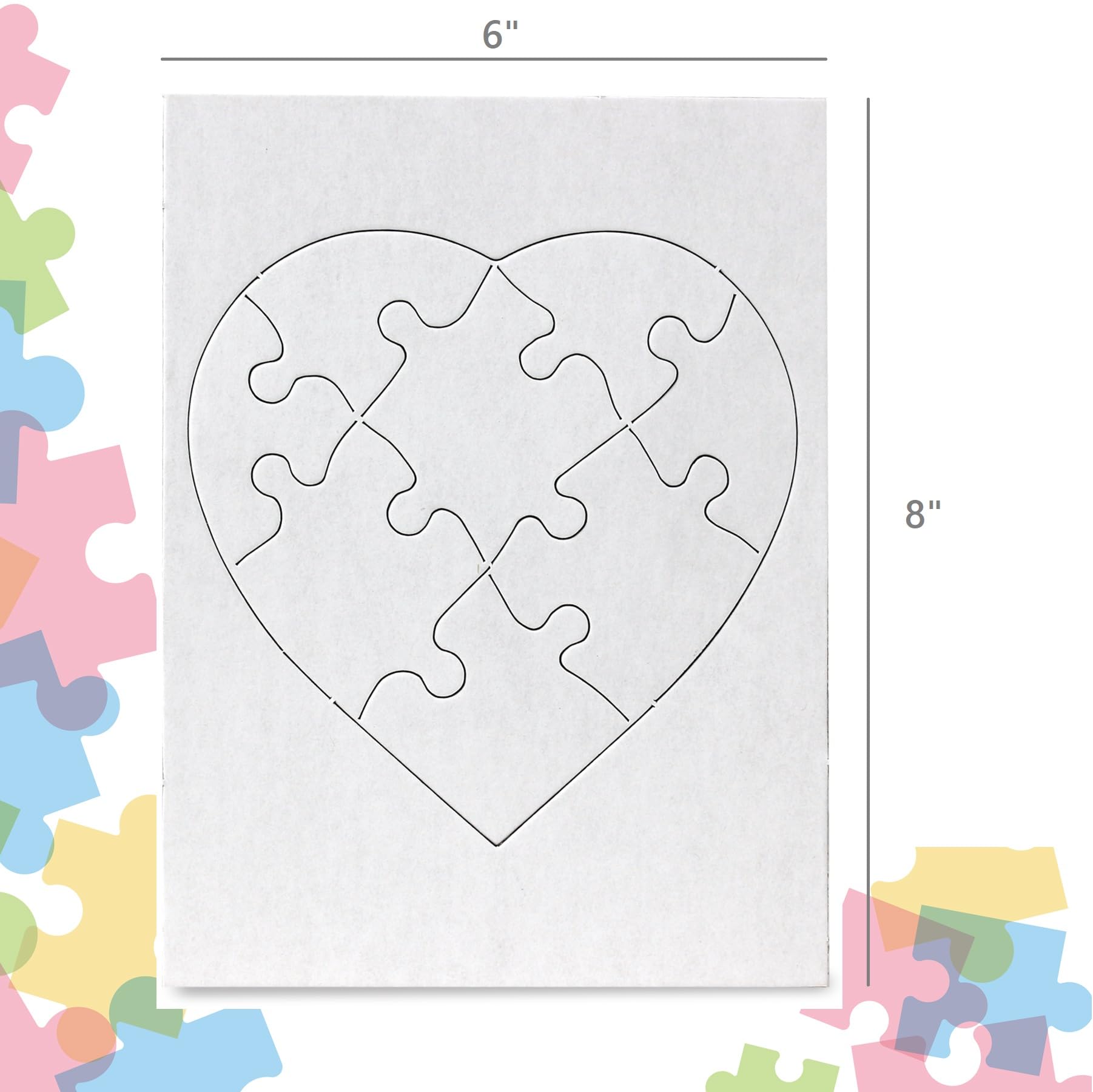 Foto 2 | Puzle En Forma De Corazón En Blanco Hygloss Products, 6 X 8 Pulgadas, 8 Piezas - Venta Internacional.