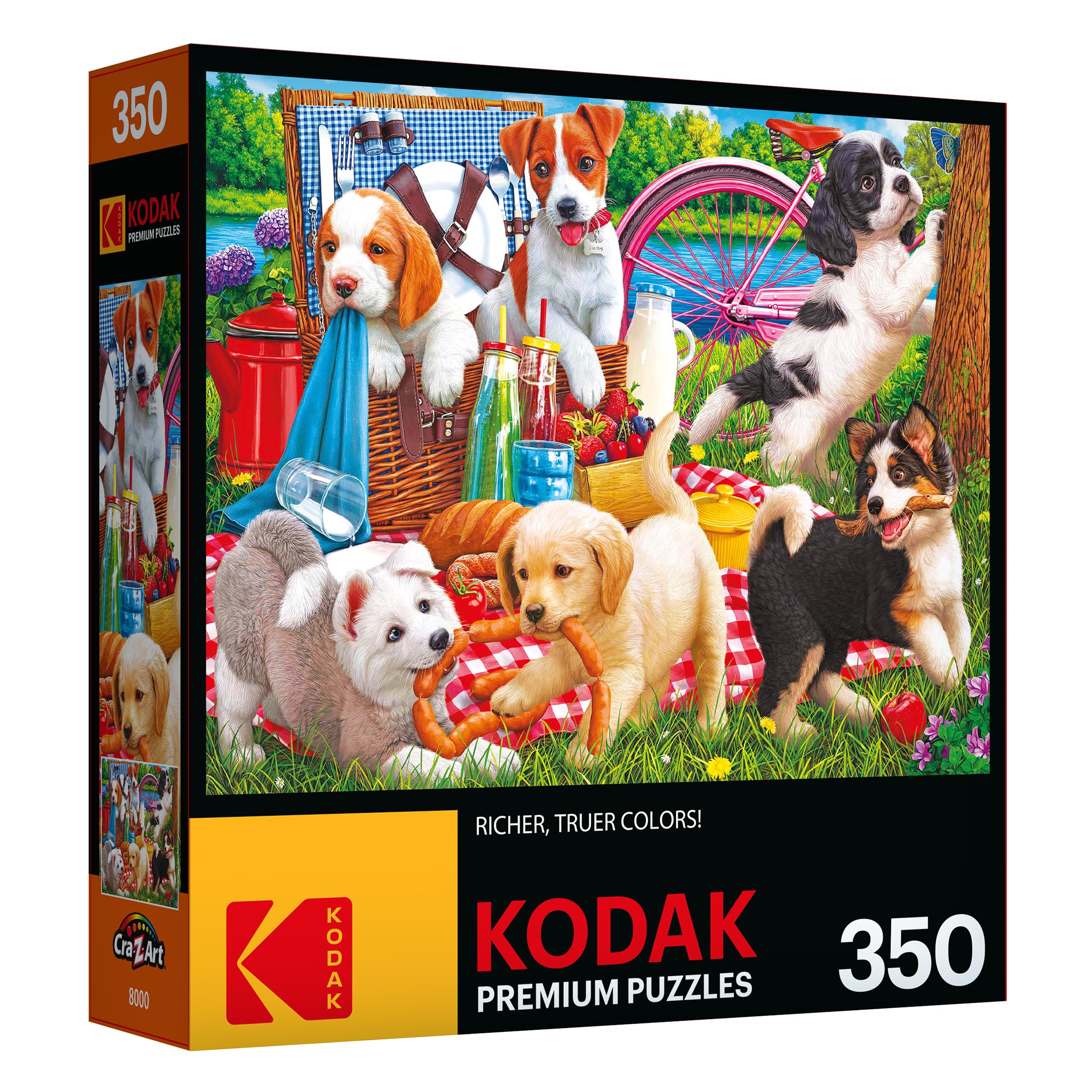 Foto 2 | Rompecabezas Roseart Kodak Premium Puppies On A Picnic, 350 Piezas - Venta Internacional.